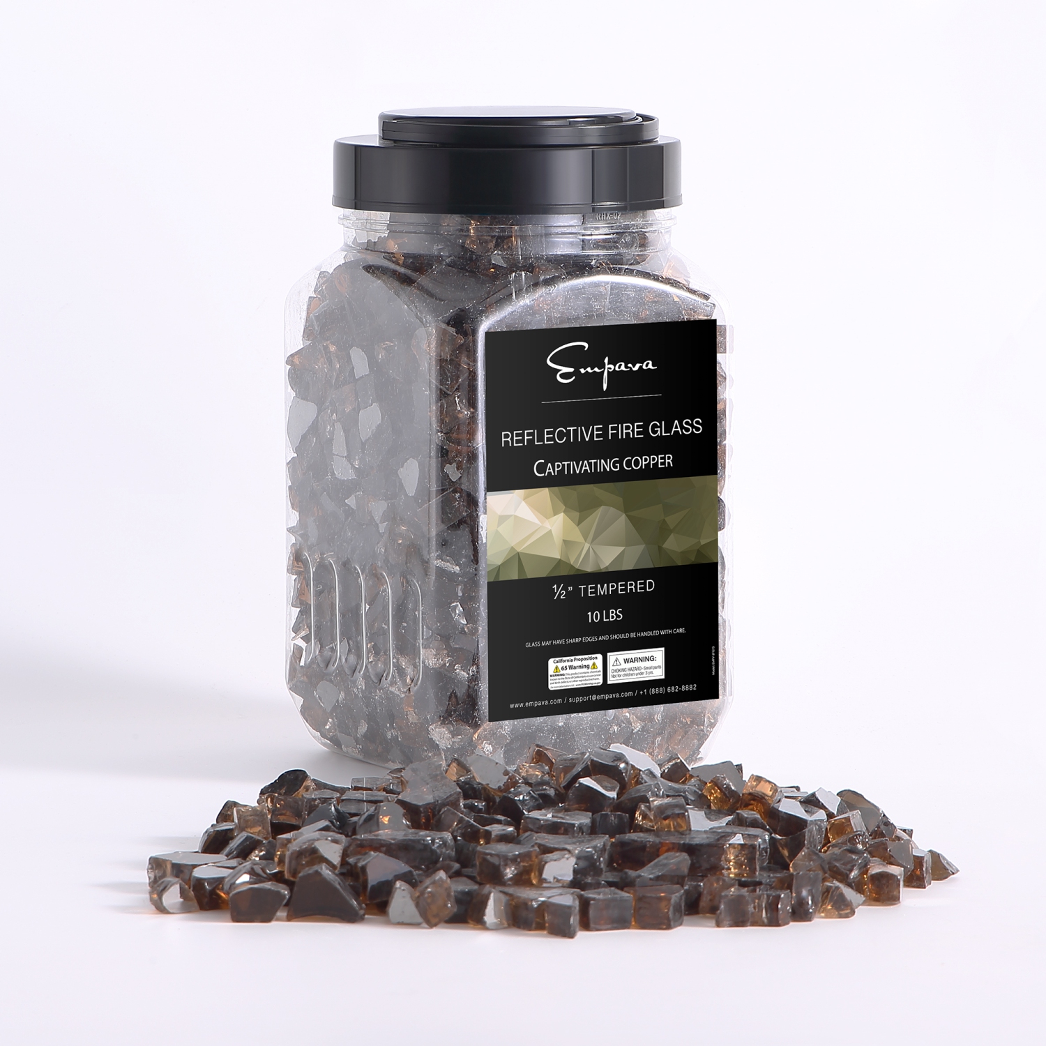 Emporva 10 lb Verre trempé réfléchissant pour foyer au gaz 1⁄2 po en cuivre