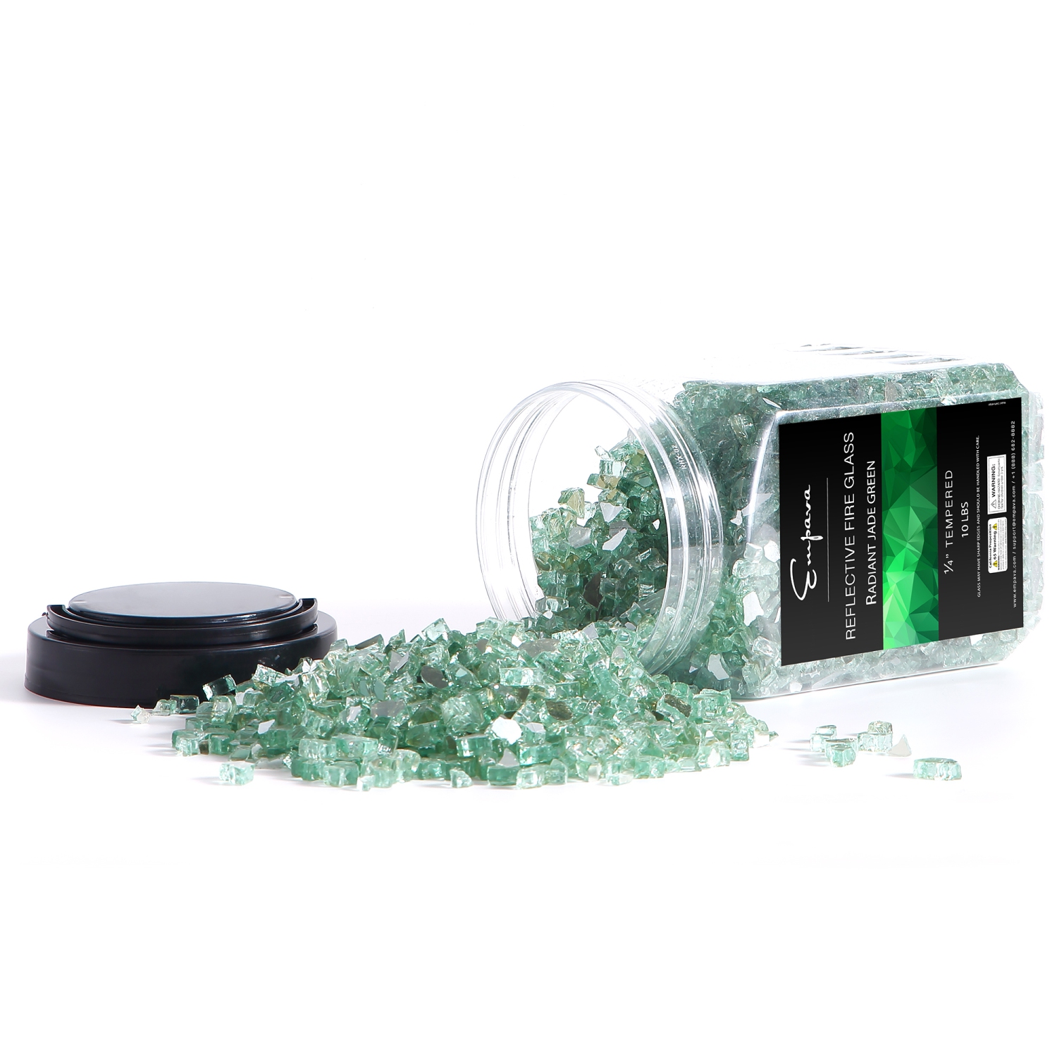 Empava 10 lbs. 1/4-in Radiant Jade Green Reflective Tempered Fire Glass for Gas Fire Pit