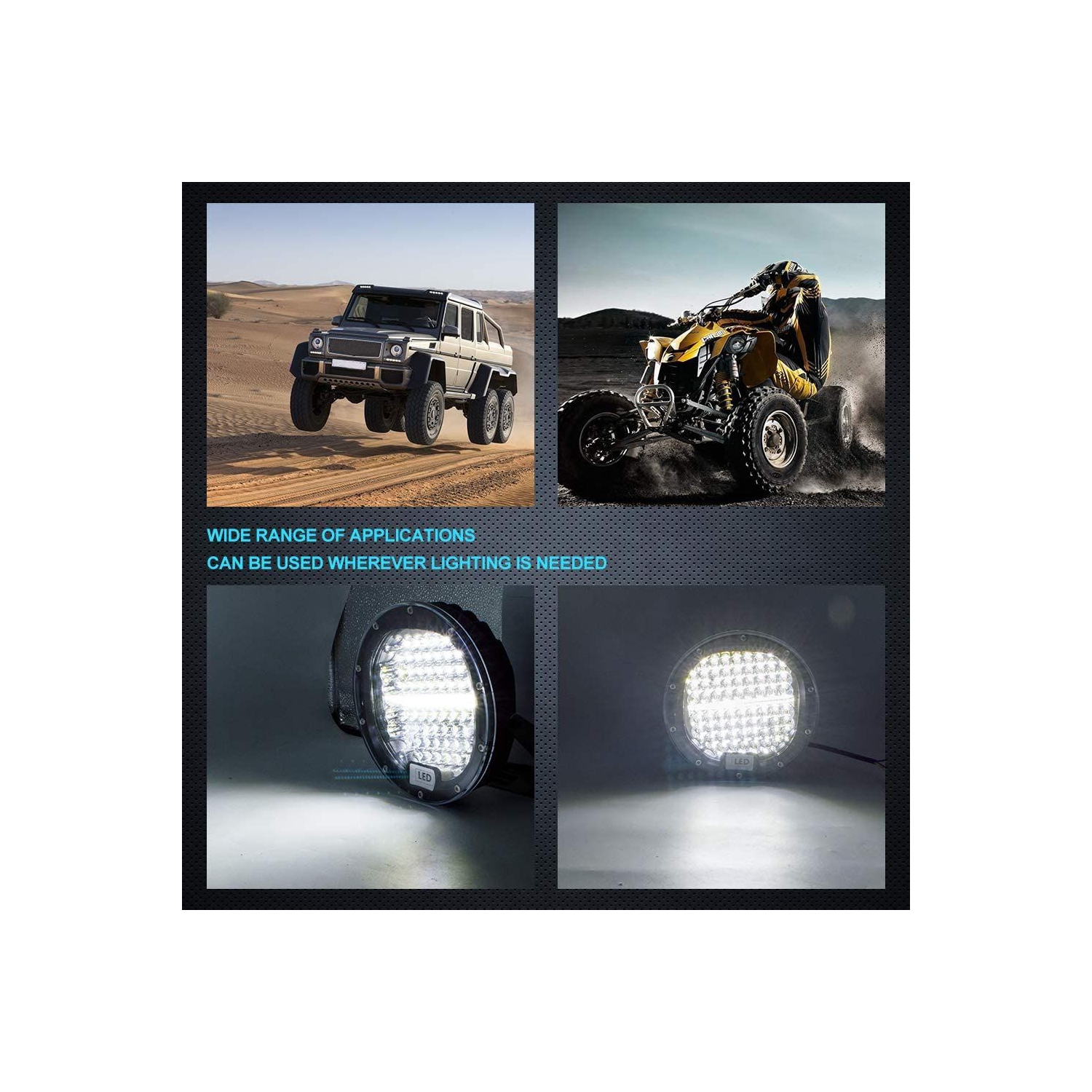 ISTAR LED Light Bar Turboo 2pcs 7 inch 300w Round LED Offroad Light Pods Spot Flood Combo Work Light Off Road Driving Light Fog Lights Waterproof