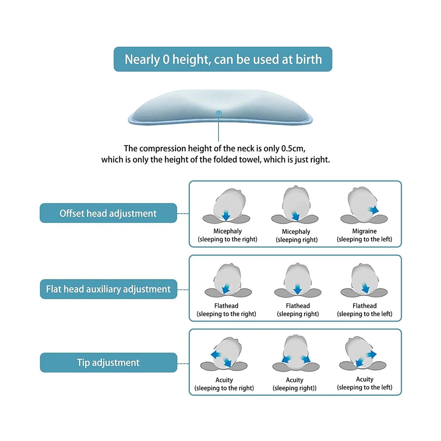 Baby Pillow for Newborn Infant Flat Head Baby Pillow for Sleeping Baby Head Shaping Pillow for 0-12 Months Newborn Head Shaping Pillow Washable Corn