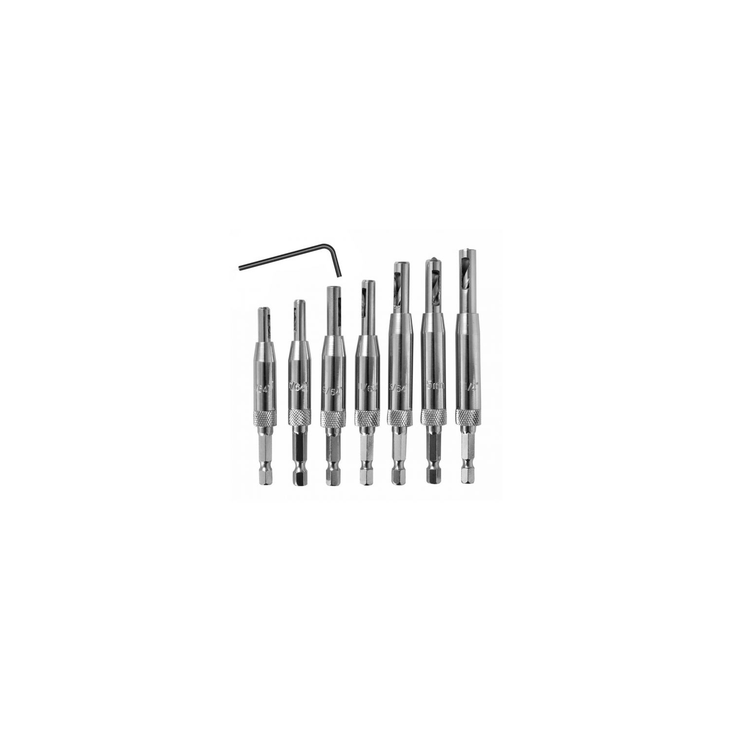 ISTAR Vix Bits Self Centering Clic Change Door Hinge Drill Bit Set, 5/64", 7/64", 9/64", 11/65", 5mm, 13/64", 1/4"