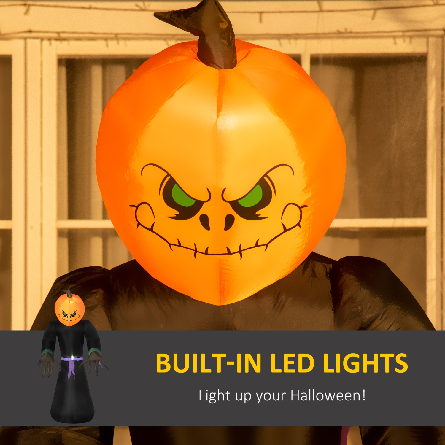 HOMCOM – Pumpkin Reaper, décoration d’Halloween gonflable 7&nbsp;pi, écran de jardin à DEL avec lumières pour le jardin, la fête, les fêtes
