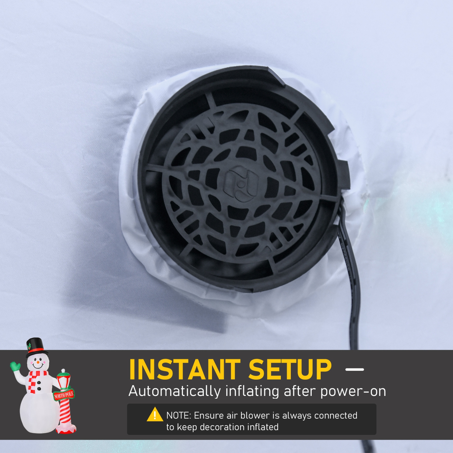 Bonhomme de neige gonflable 8&nbsp;pi de HOMCOM avec enseigne de pôle Nord, LED présentoir de jardin extérieur gonflant pour pelouse, jardin, fête