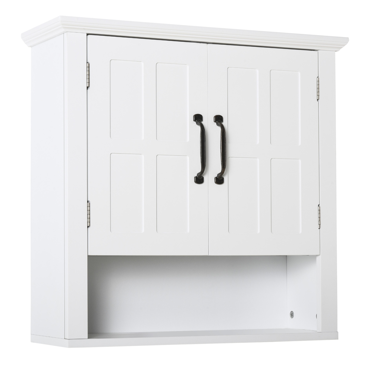 Homcom Armoire de salle de bain murale, armoire de rangement de cuisine avec 2 portes et étagère réglable Blanc