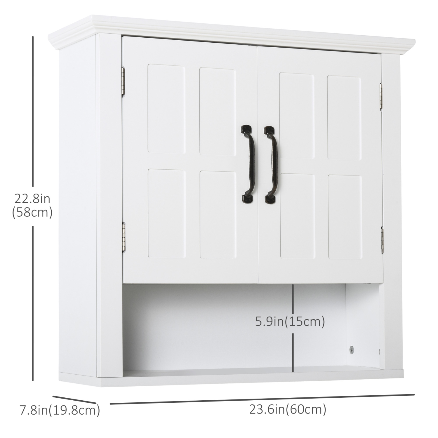 Homcom Armoire de salle de bain murale, armoire de rangement de cuisine avec 2 portes et étagère réglable Blanc