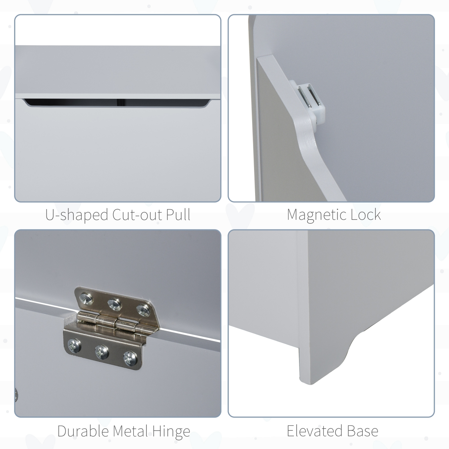 Qaba Kids Wooden Toy Storage Box Organizer Chest with Magnetic Hinge, Large Chest Space, & Groove Handle, Grey