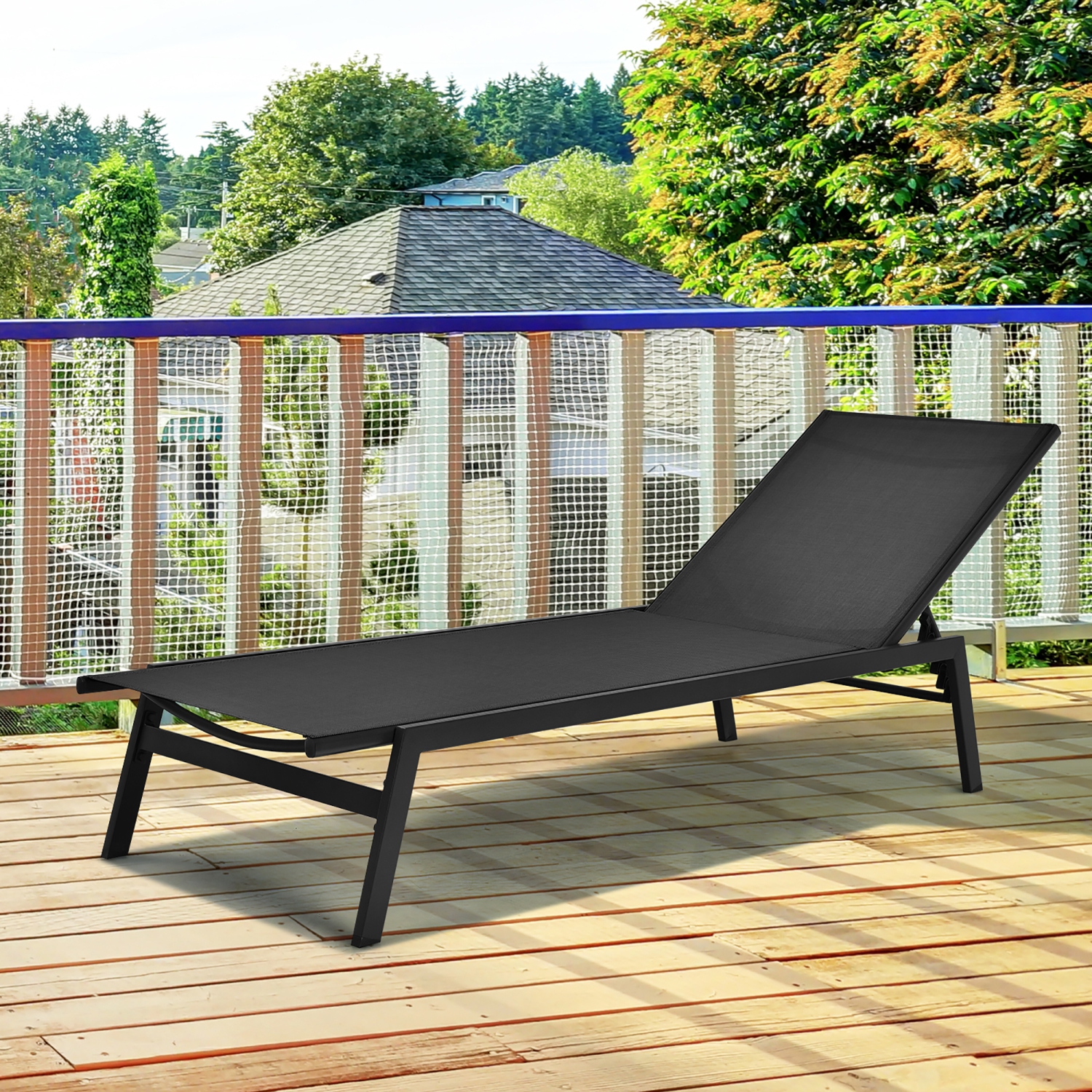 Costway Patio Lounge Chair Chaise Recliner Back Adjustable Garden Deck