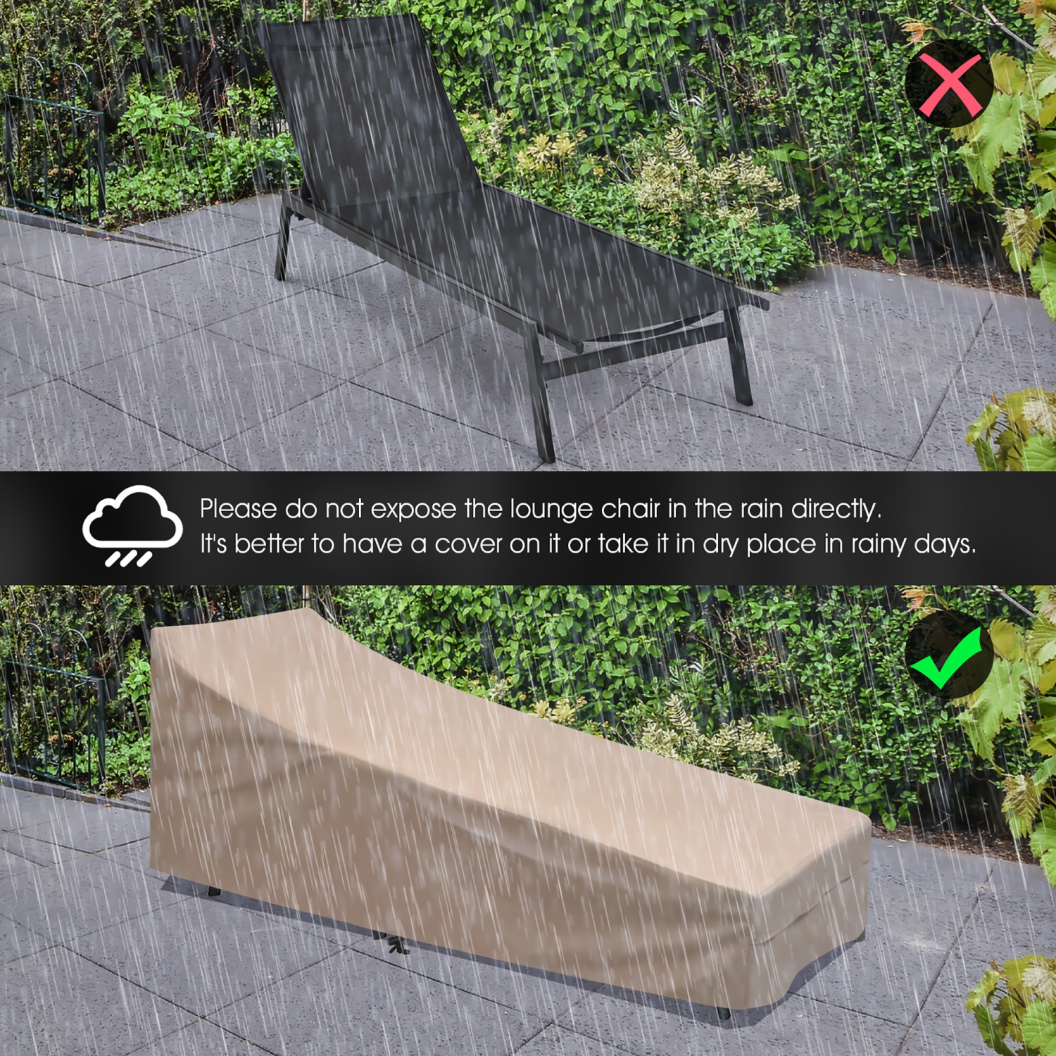 Costway Patio Lounge Chair Chaise Recliner Back Adjustable Garden Deck