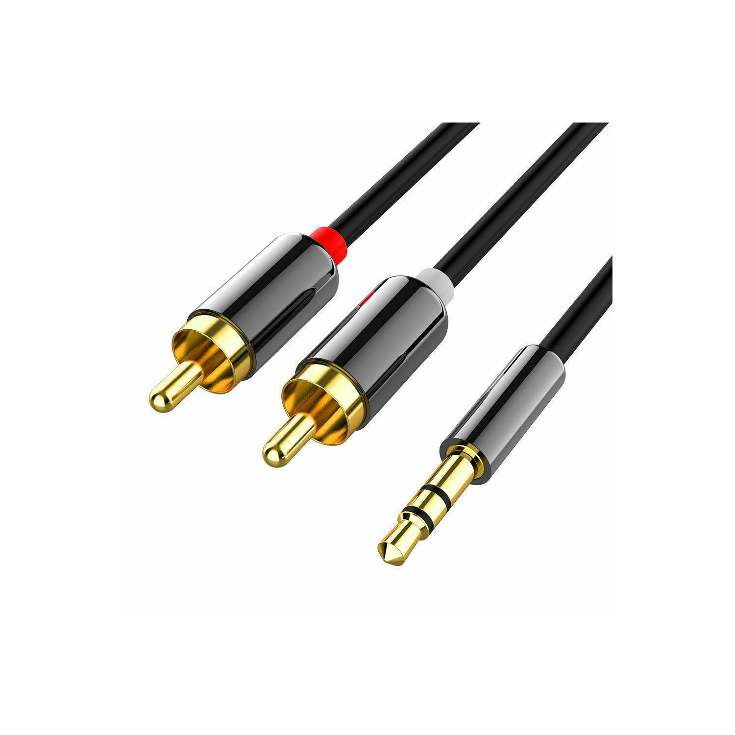 New Premium Stereo Audio 3.5mm Aux Jack to 2 RCA Gold Plated Cable 1M-5M