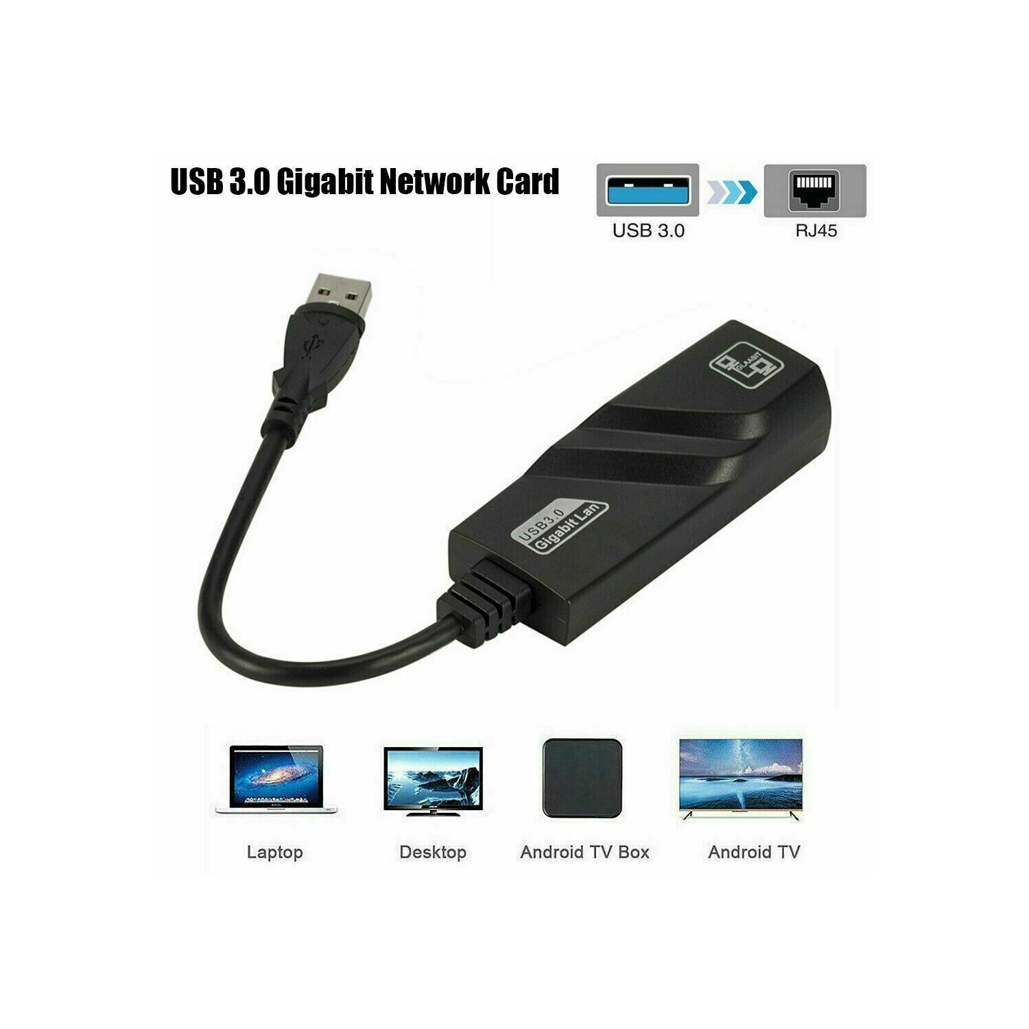 Adaptateur USB 3.0 à Ethernet 10/100/1000 Mb/s réseau RJ45 LAN pour PC portable Mac