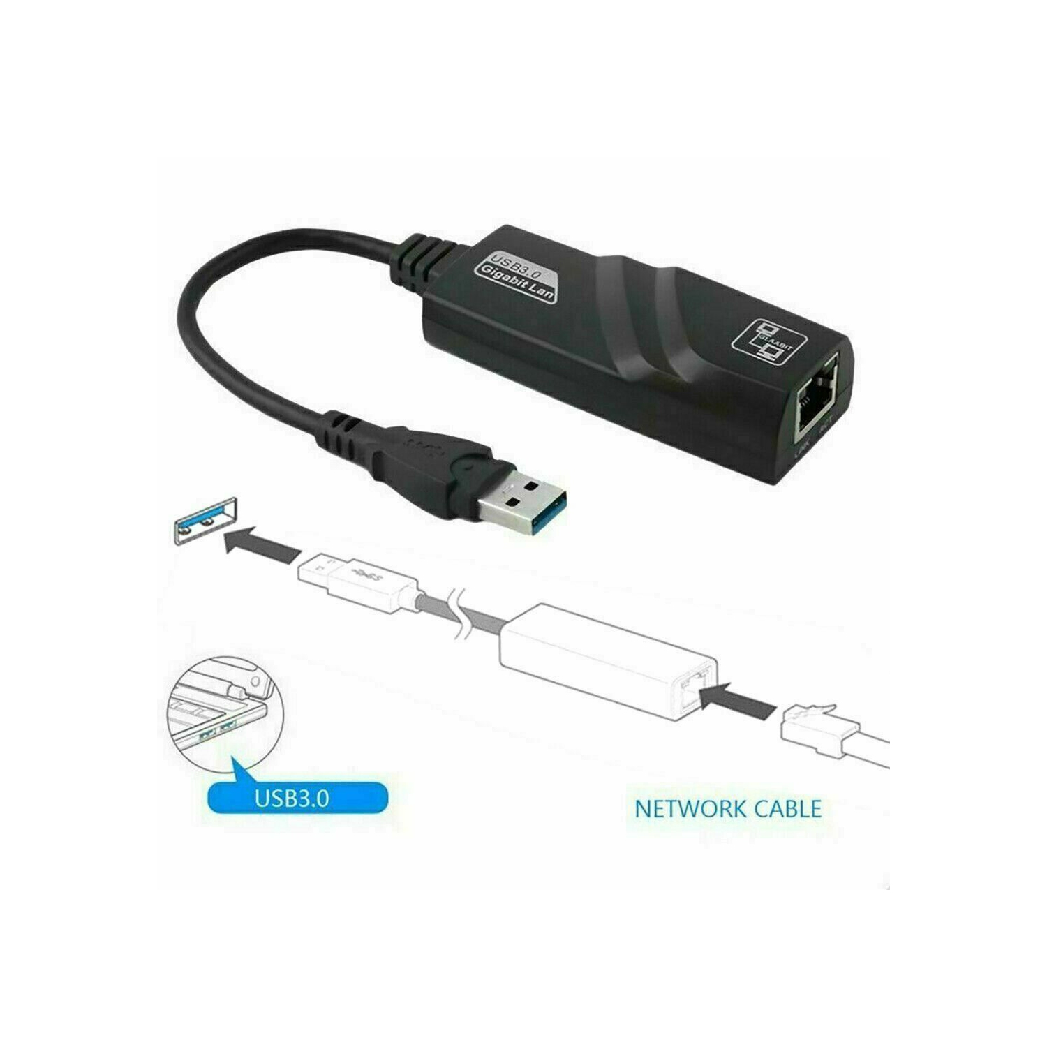 Adaptateur USB 3.0 à Ethernet 10/100/1000 Mb/s réseau RJ45 LAN pour PC portable Mac