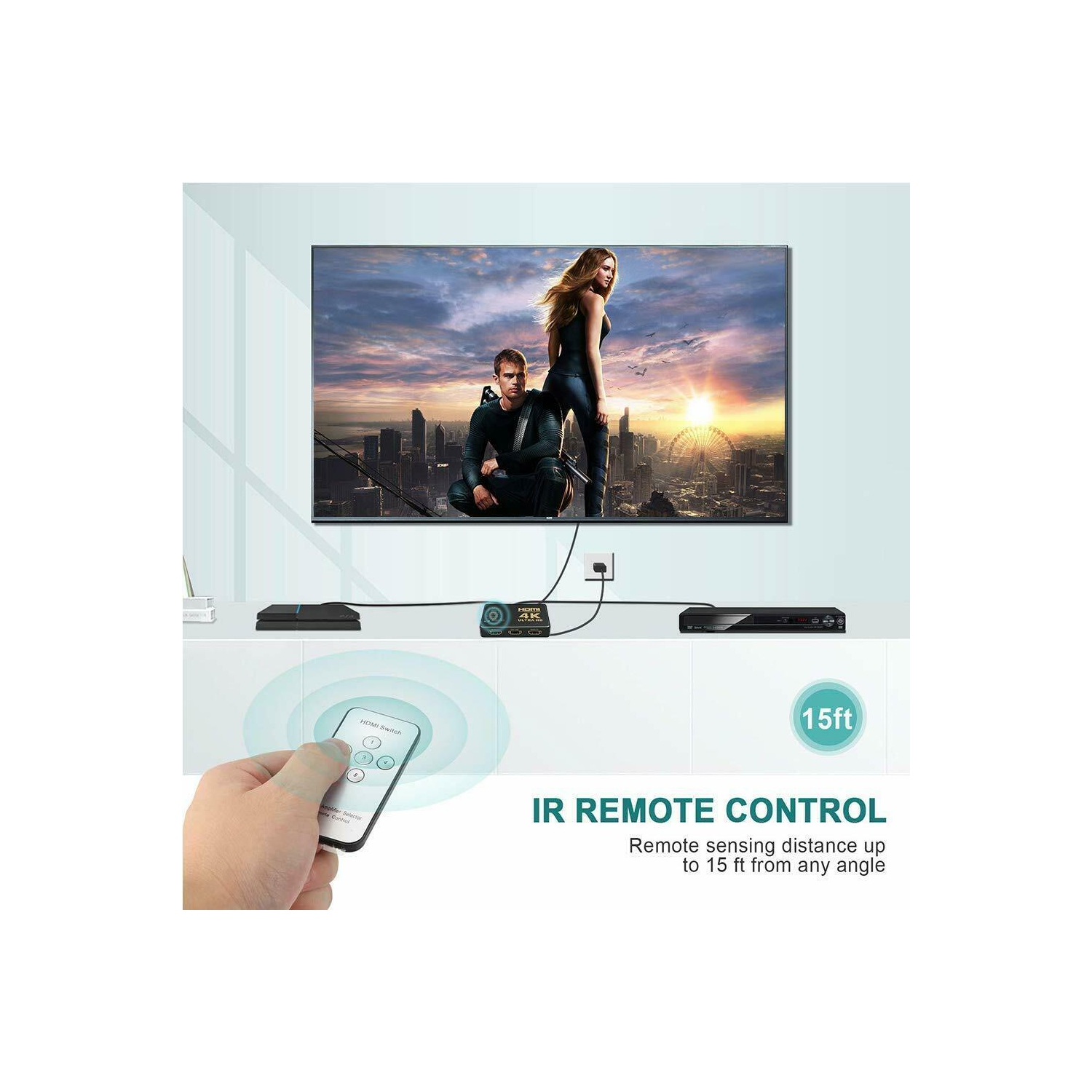 5 Port HDMI Switch Switcher Selector Connector Splitter Hub + Remote For HDTV