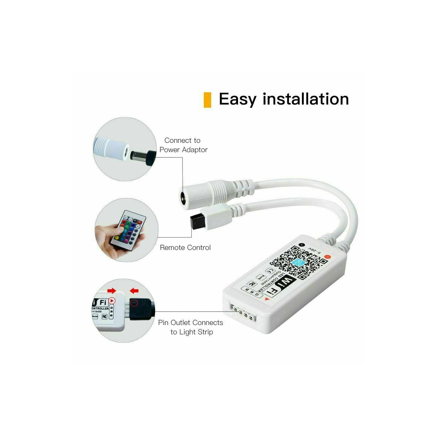 New Mini WiFi LED Controller + IR Remote For 5050 / 3528 RGB LED Strip Light CA