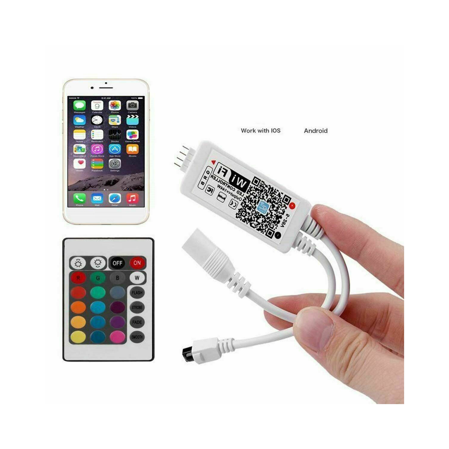 New Mini WiFi LED Controller + IR Remote For 5050 / 3528 RGB LED Strip Light CA