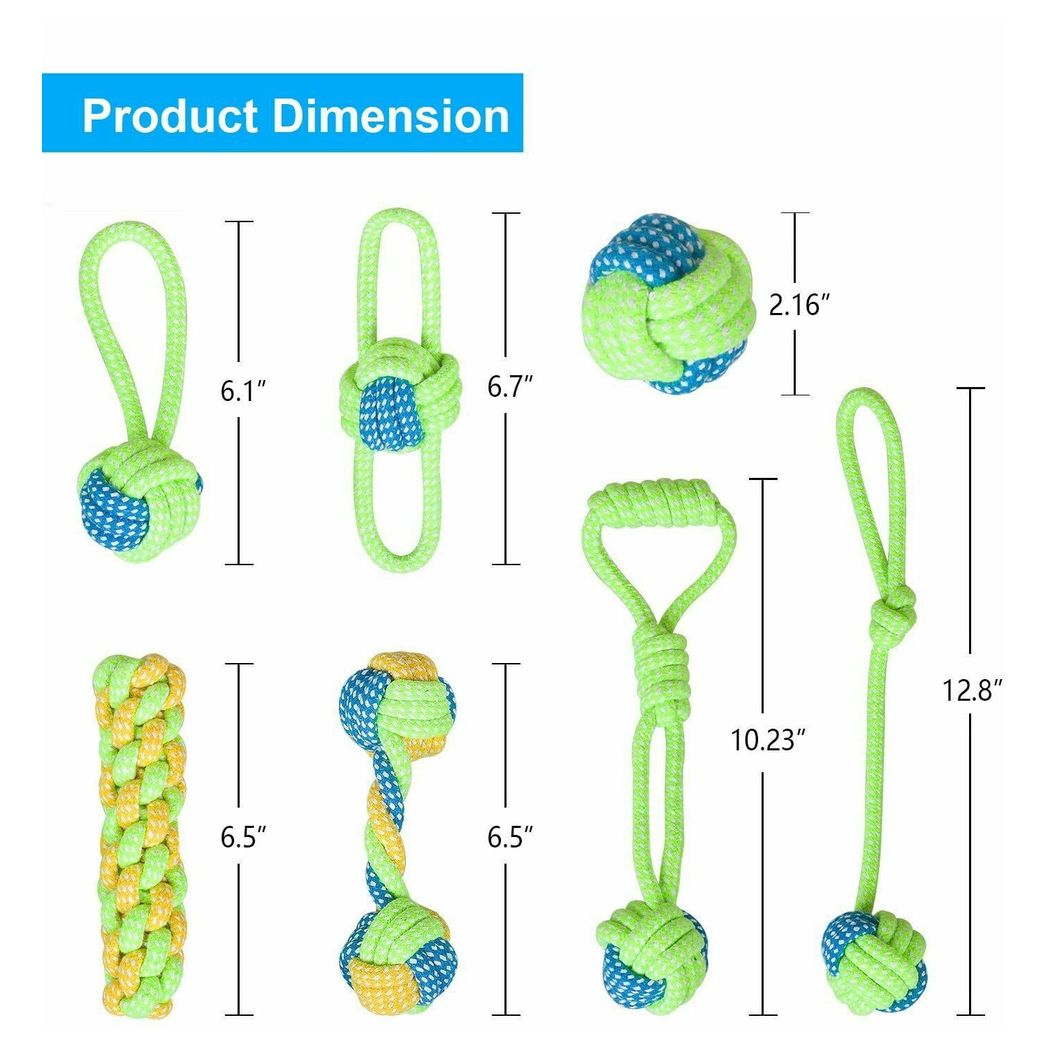 7pcs Aggressive Chew Toys for Dogs Indestructible Braid Cotton Rope Pet Tug Ball