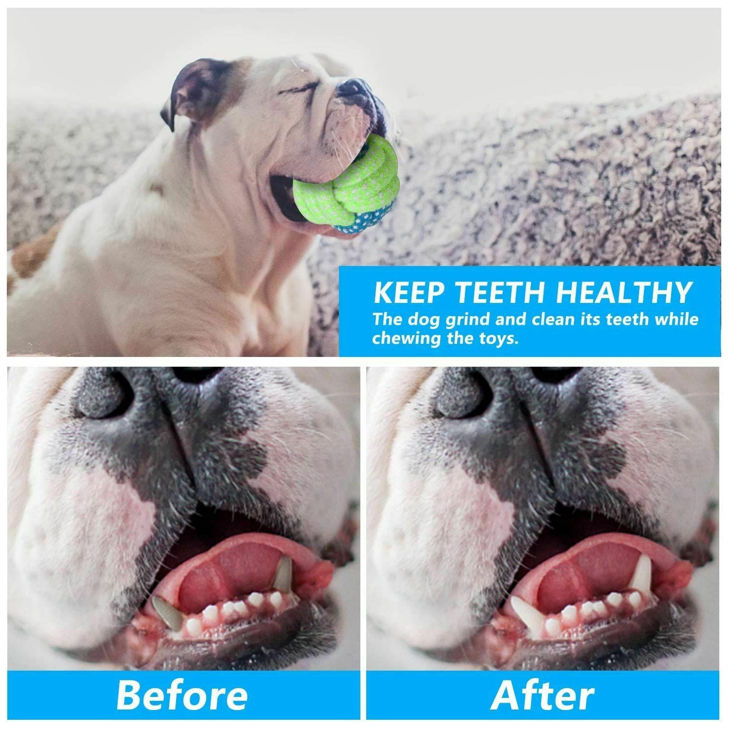 7pcs Aggressive Chew Toys for Dogs Indestructible Braid Cotton Rope Pet Tug Ball