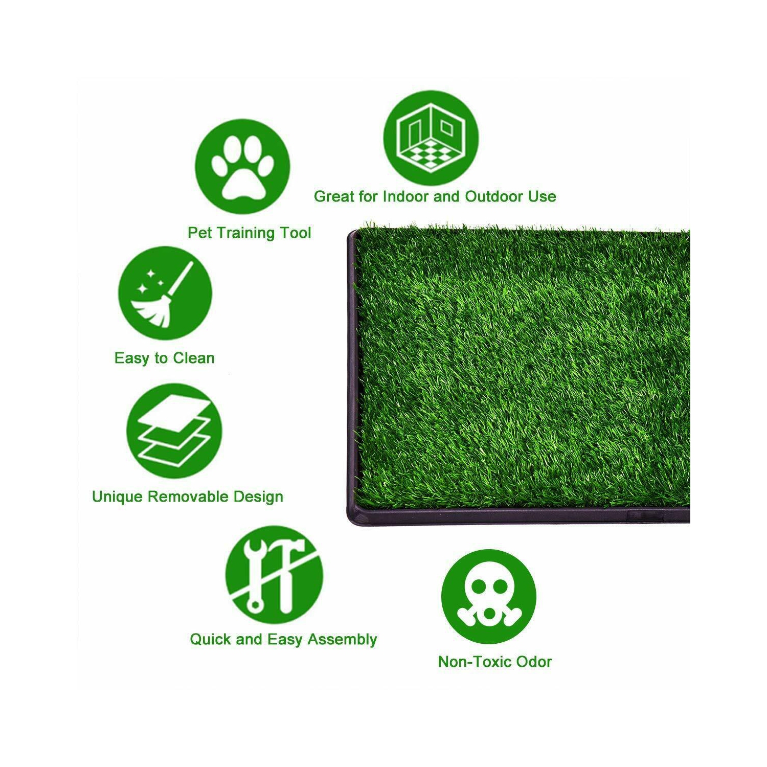 Tapis d'apprentissage de la propreté pour chien d'intérieur toilette portative grand coussin Loo avec plateau