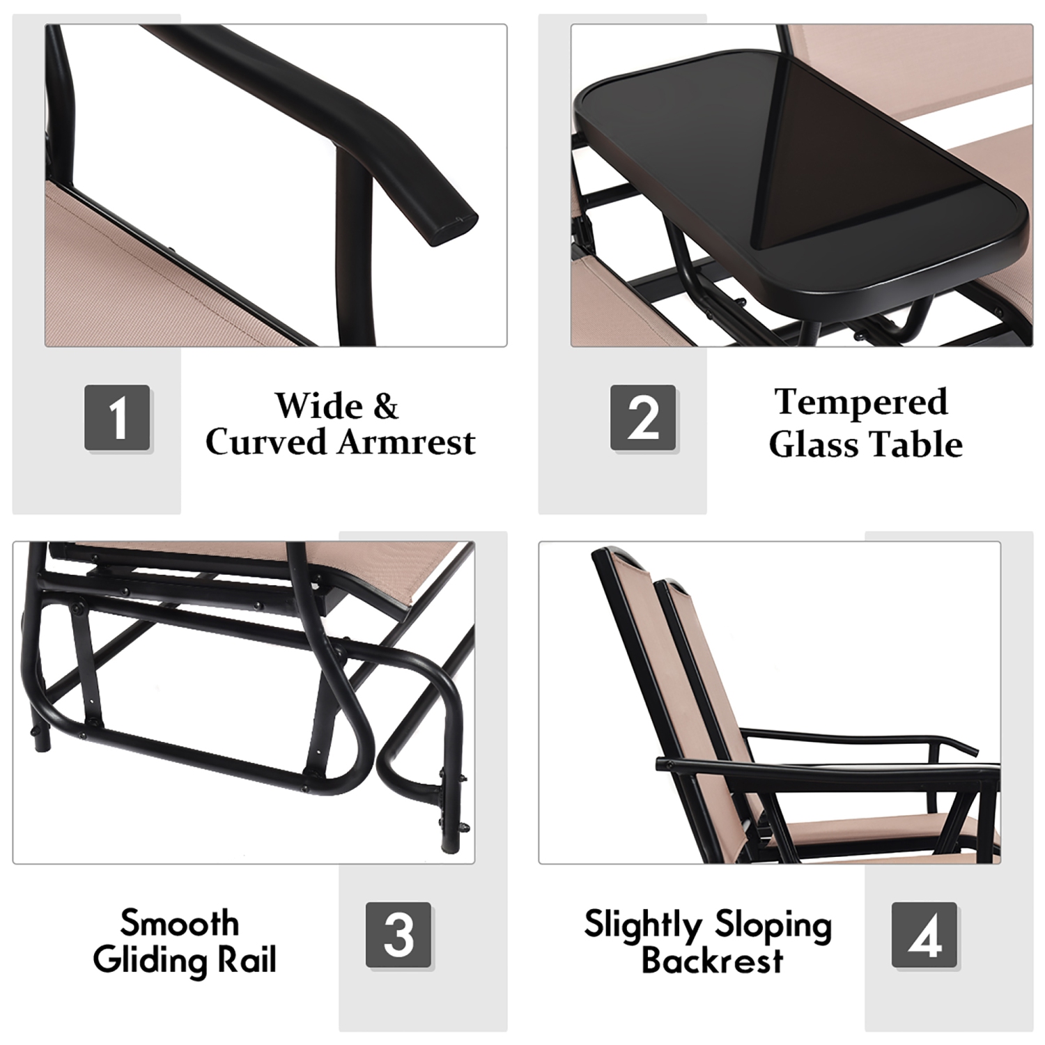 Fauteuil de jardin duo à bascule Costway