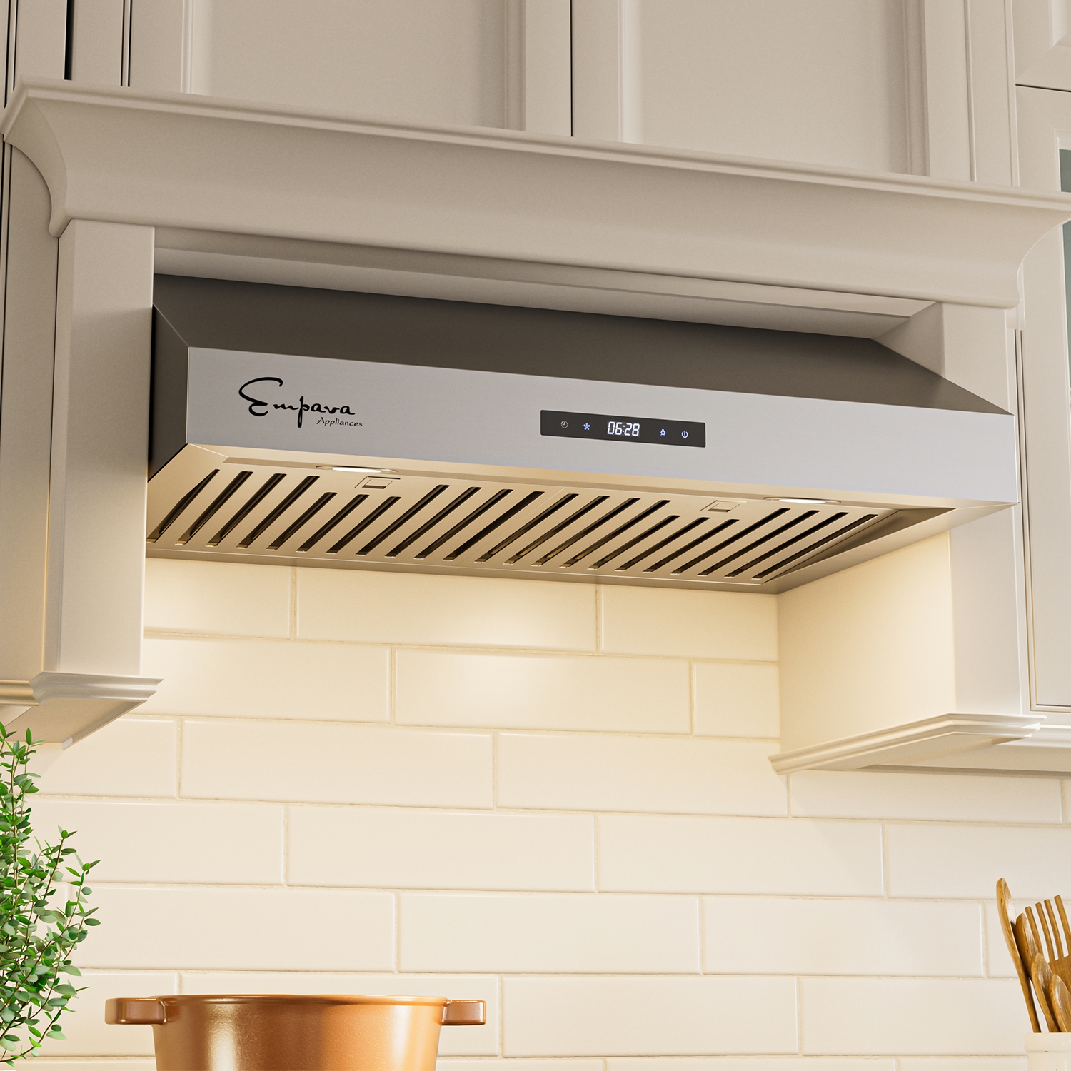 Empava 30 in. Kitchen 400 CFM Ducted Under Cabinet Range Hood with Soft Touch Controls - Sealed Aluminum Motor - Permanent Filters - LED Lights in