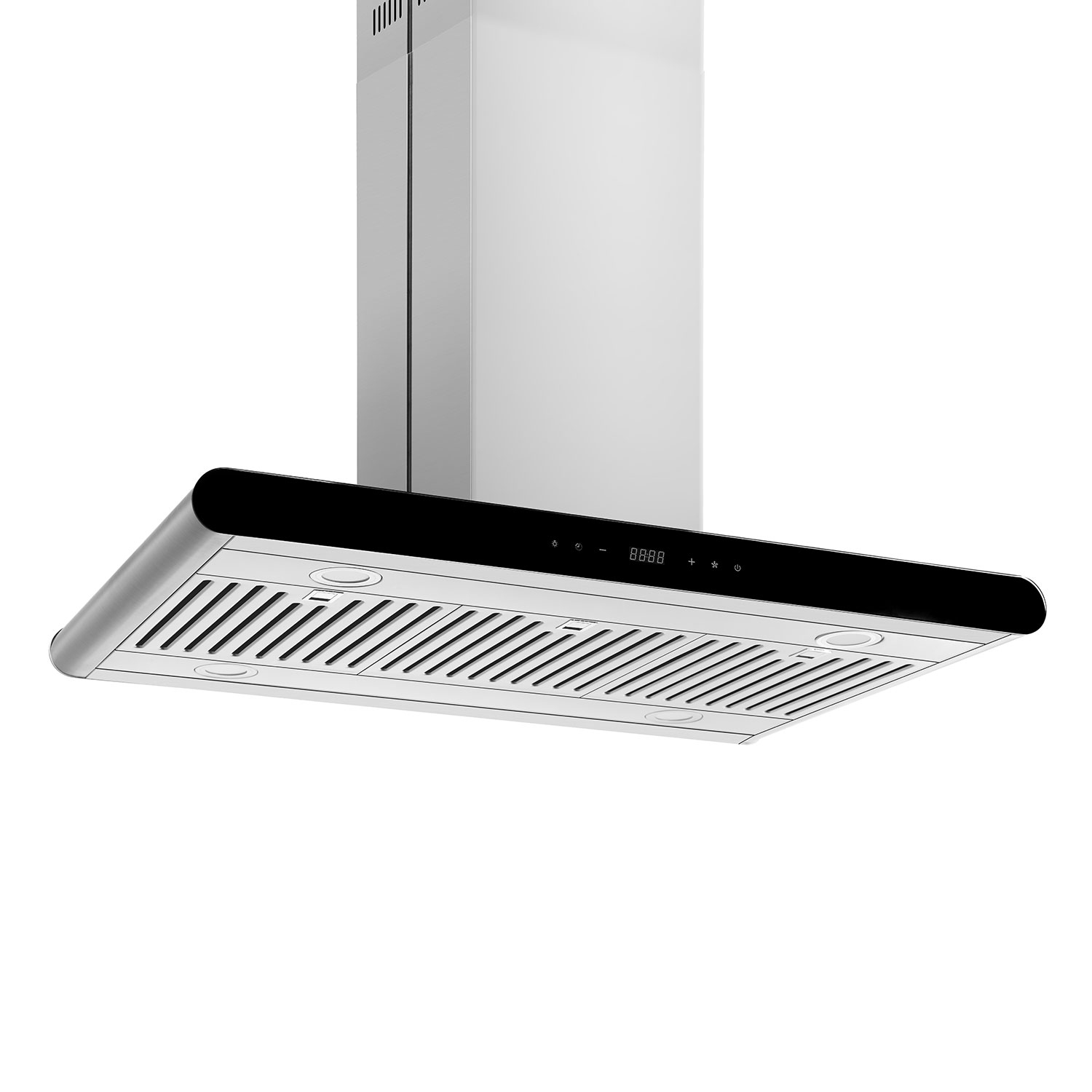Empava 36 in. 400 CFM Island Range Hood - Ducted Exhaust Kitchen Vent - Tempered Glass - Soft Touch Controls - 3 Speed Fan - Permanent Filter - LEDs