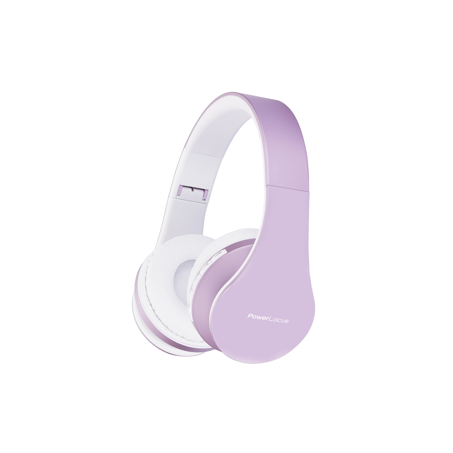 PowerLocus P1 Bluetooth Headphones Over-Ear, with Microphone, Micro SD slot, FM Radio - White/Purple