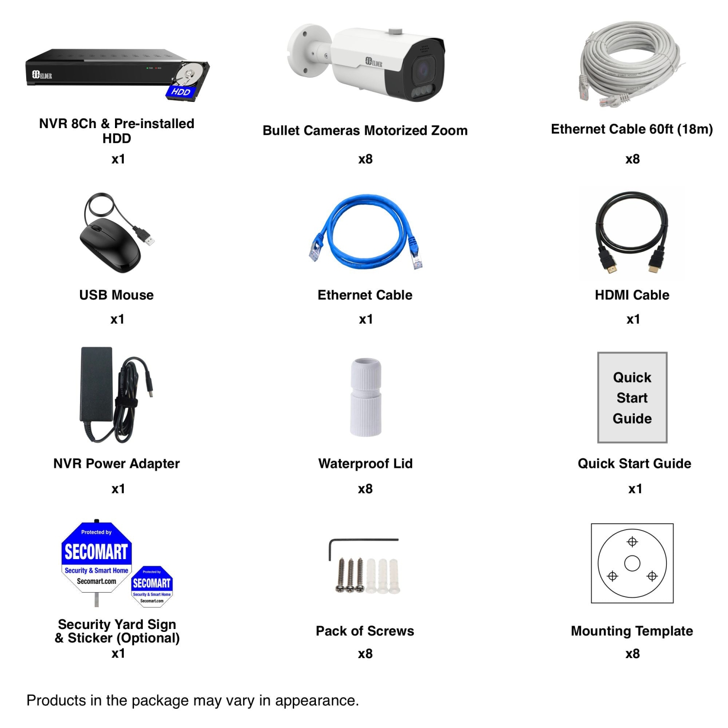 Elder AI Security Camera System Motorized 12MP NVR 8Ch PoE, 8-Camera 4K Dual-Light Outdoor 4TB, Long-Range Night Vision, Sony Sensor & NDAA, Full