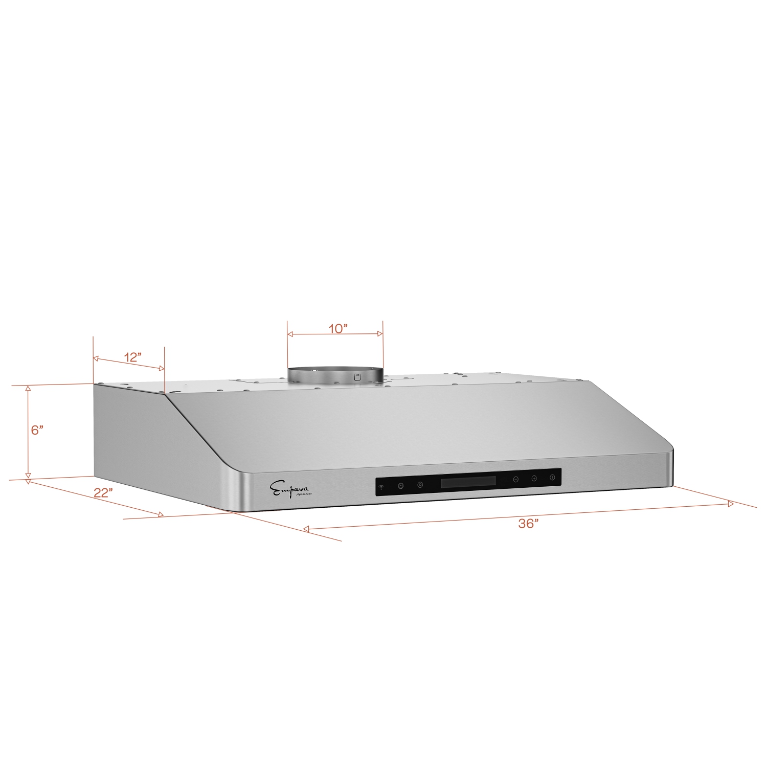 Empava 36 In. 500 CFM Ducted Under Cabinet Range Hood with Soft Touch Controls - Sealed Aluminum Motor – 4 Speeds Fans Electronic Switch