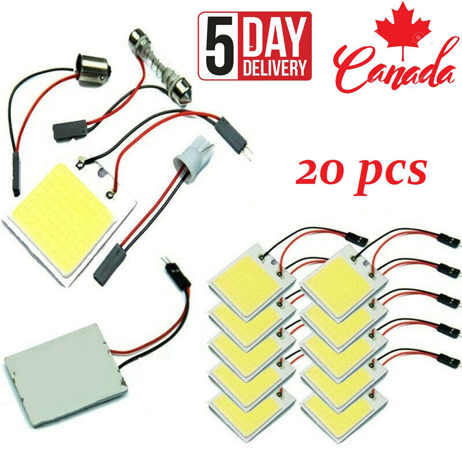 20x White 48 SMD LED T10 4W 12V Car Interior Panel Light Dome Lamp Bulb White