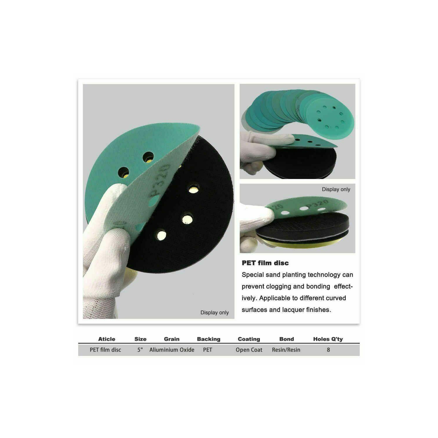 100pcs 5inch 8-Hole 125mm Sandpapers Flocking Film Sanding Discs Hook & Loop