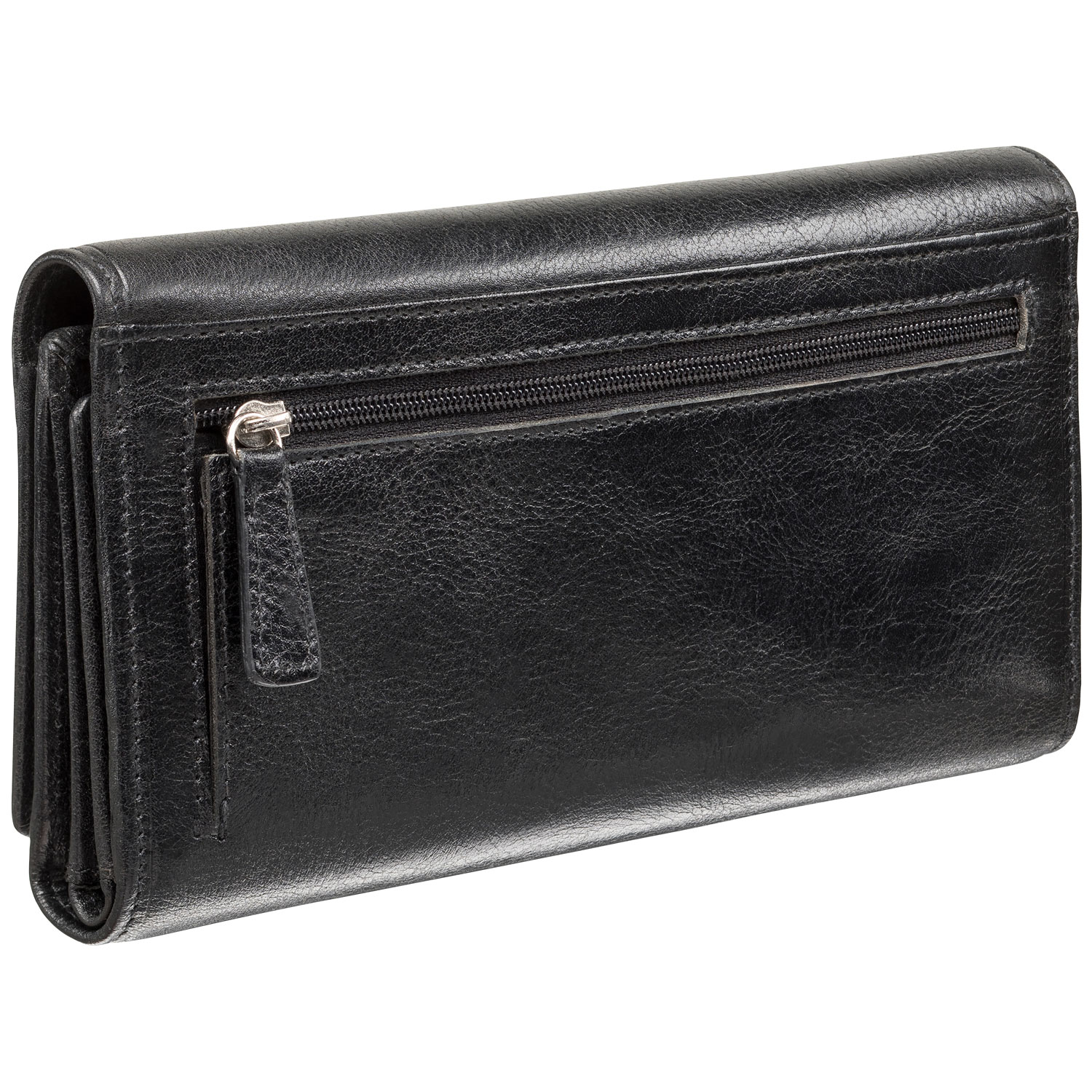 Portefeuille RFID à trois volets en cuir véritable Equestrian2 avec porte-chéquier de Mancini - Noir