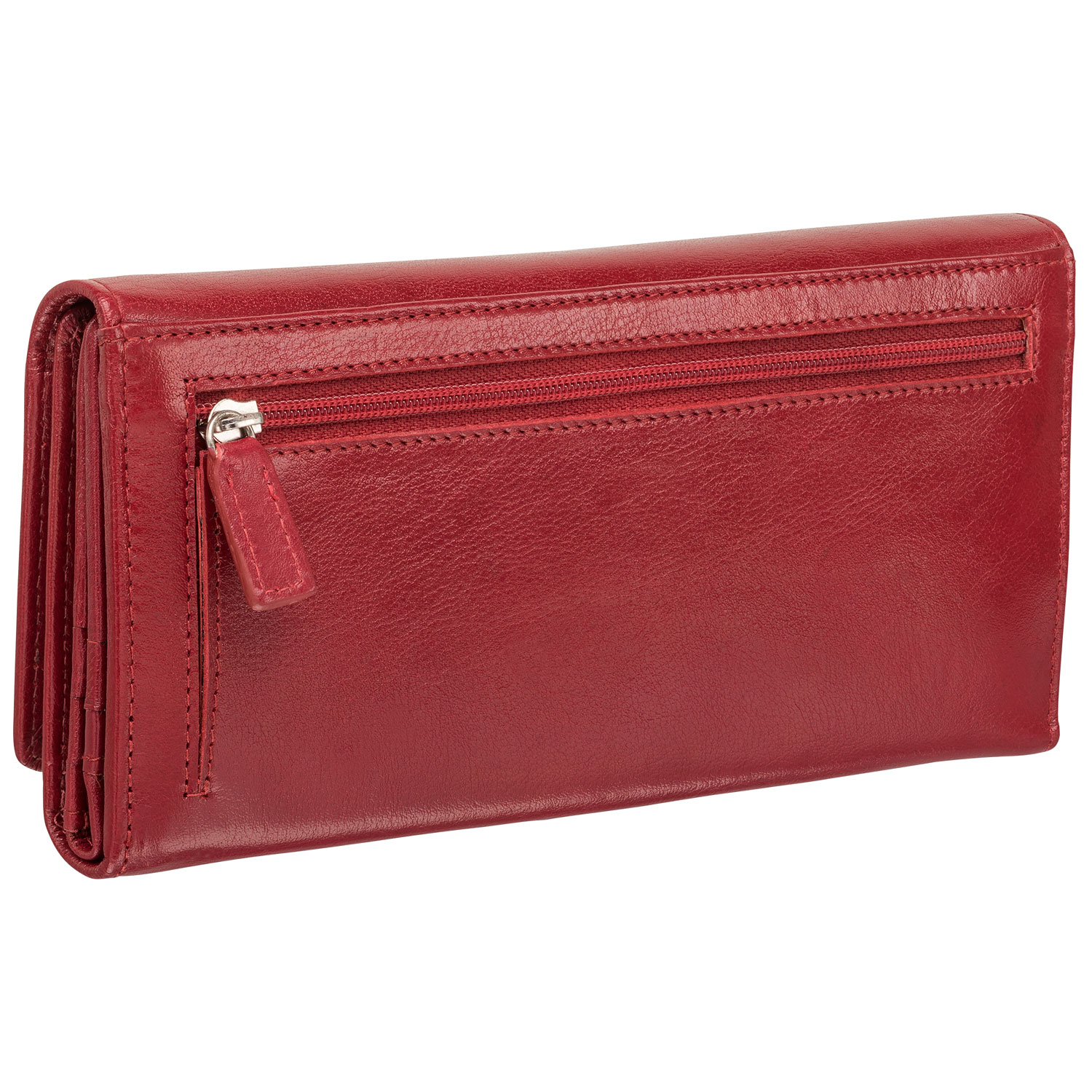 Portefeuille RFID à trois volets en cuir véritable Equestrian2 de Mancini - Rouge