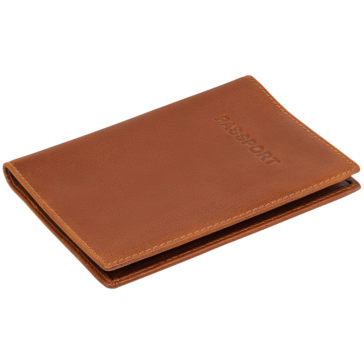 Étui de passeport à deux volets en cuir véritable RFID Casablanca de Mancini - Cognac