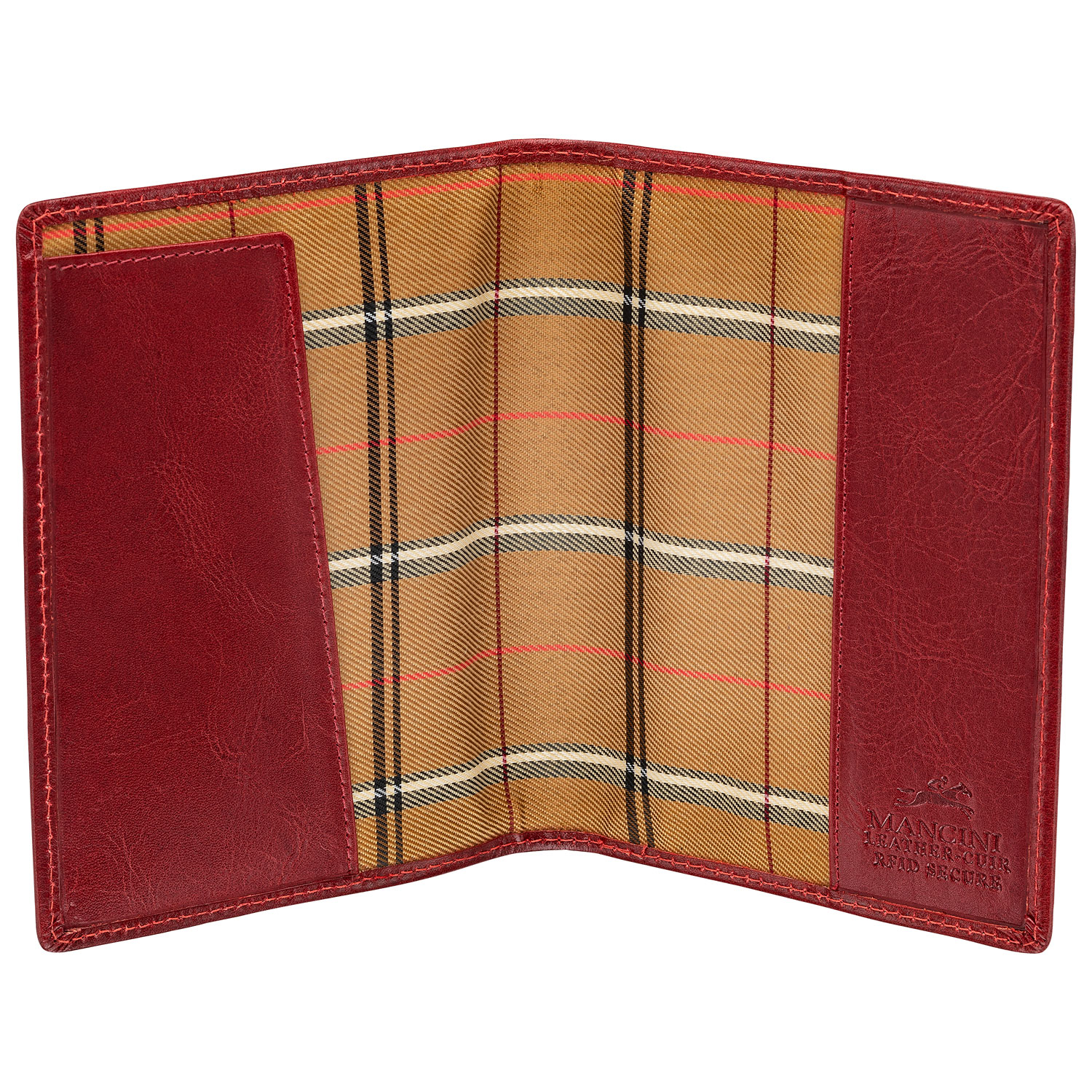 Étui de passeport à deux volets en cuir véritable RFID Casablanca de Mancini - Rouge