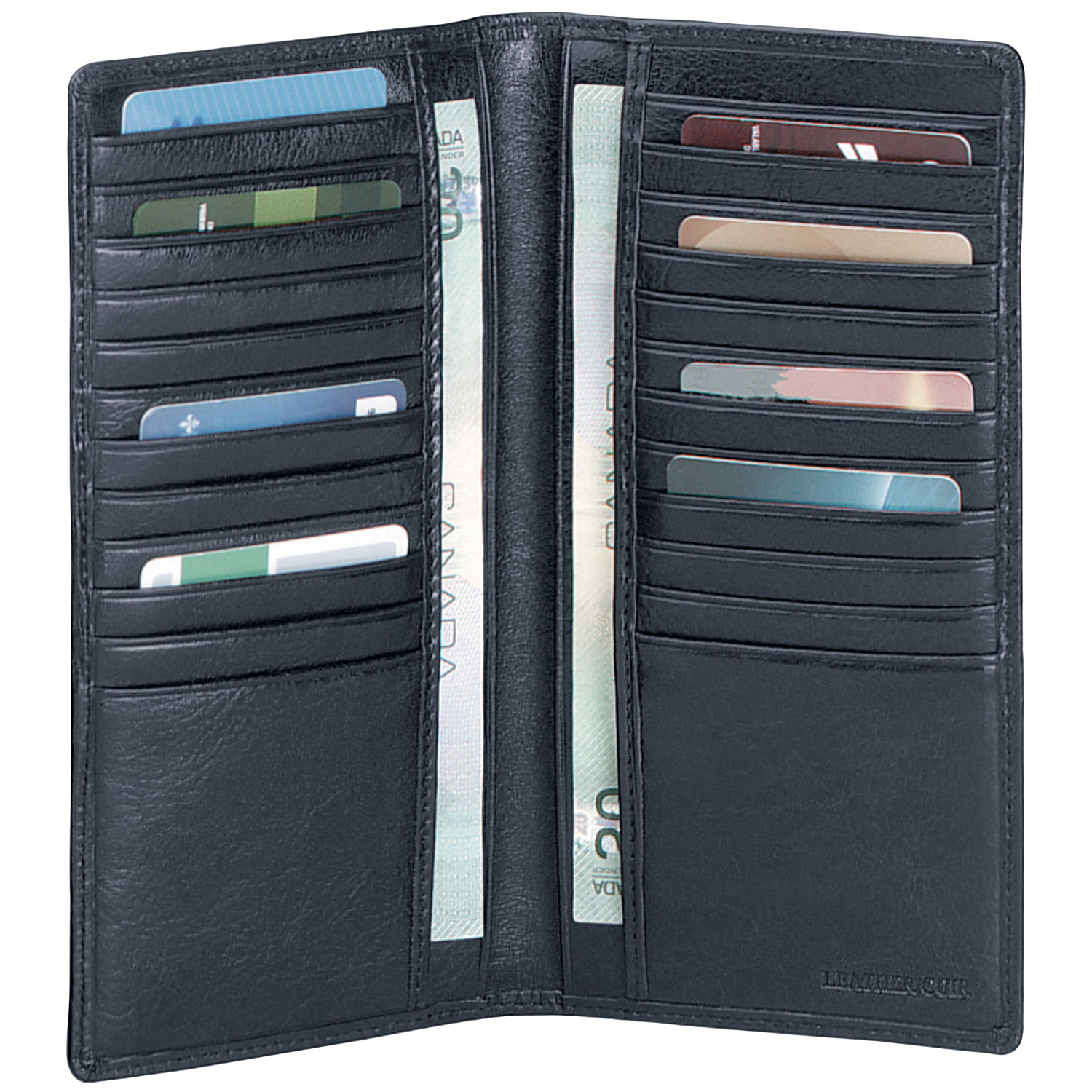 Portefeuille RFID à deux volets en cuir véritable Equestrian2 de Mancini - Noir