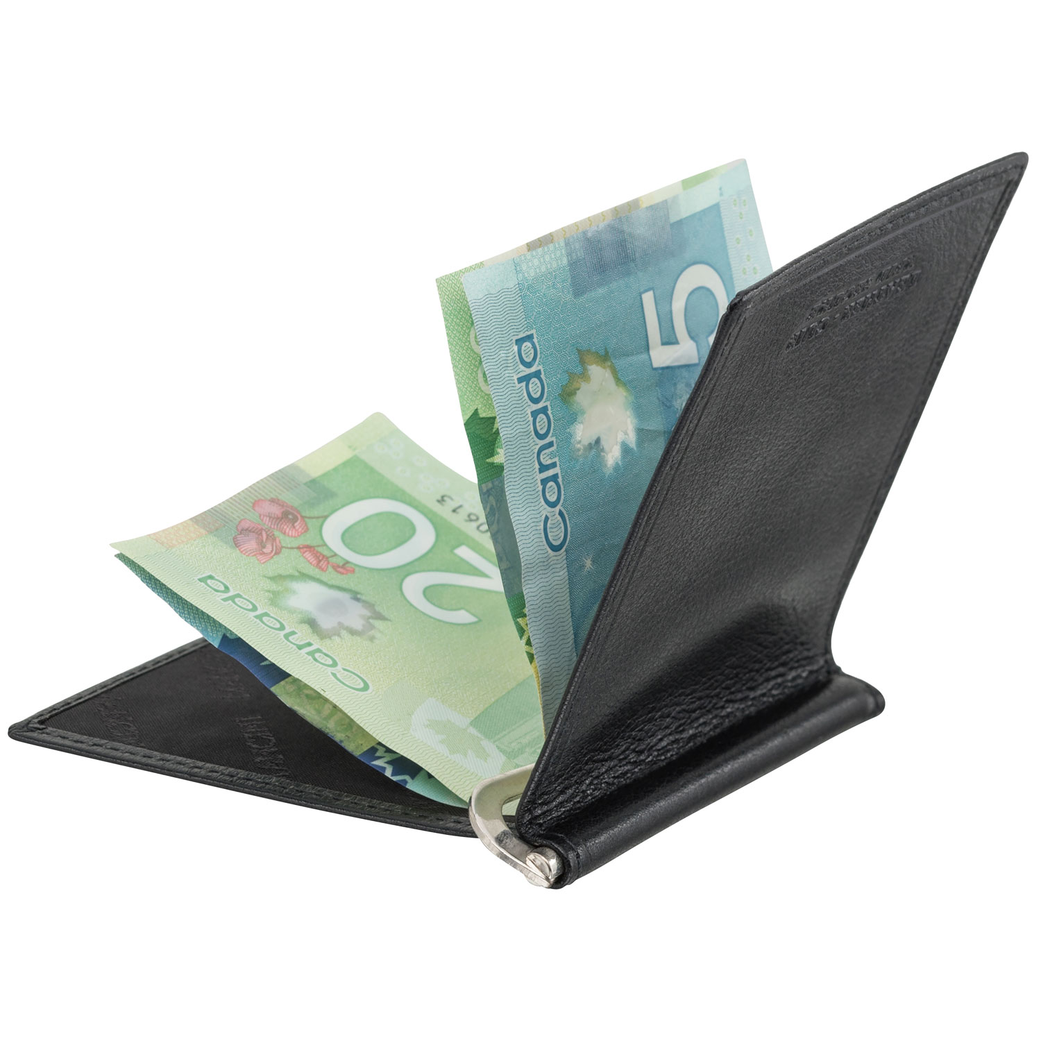 Portefeuille avec pince à billets en cuir véritable Equestrian2 de Mancini - Noir