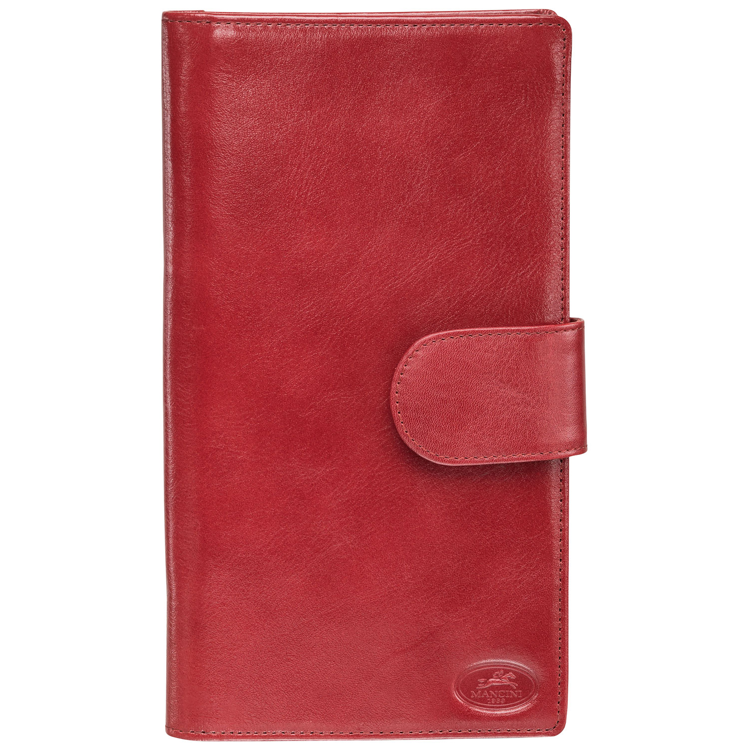 Portefeuille de voyage RFID à deux volets en cuir véritable Equestrian2 de Mancini - Rouge