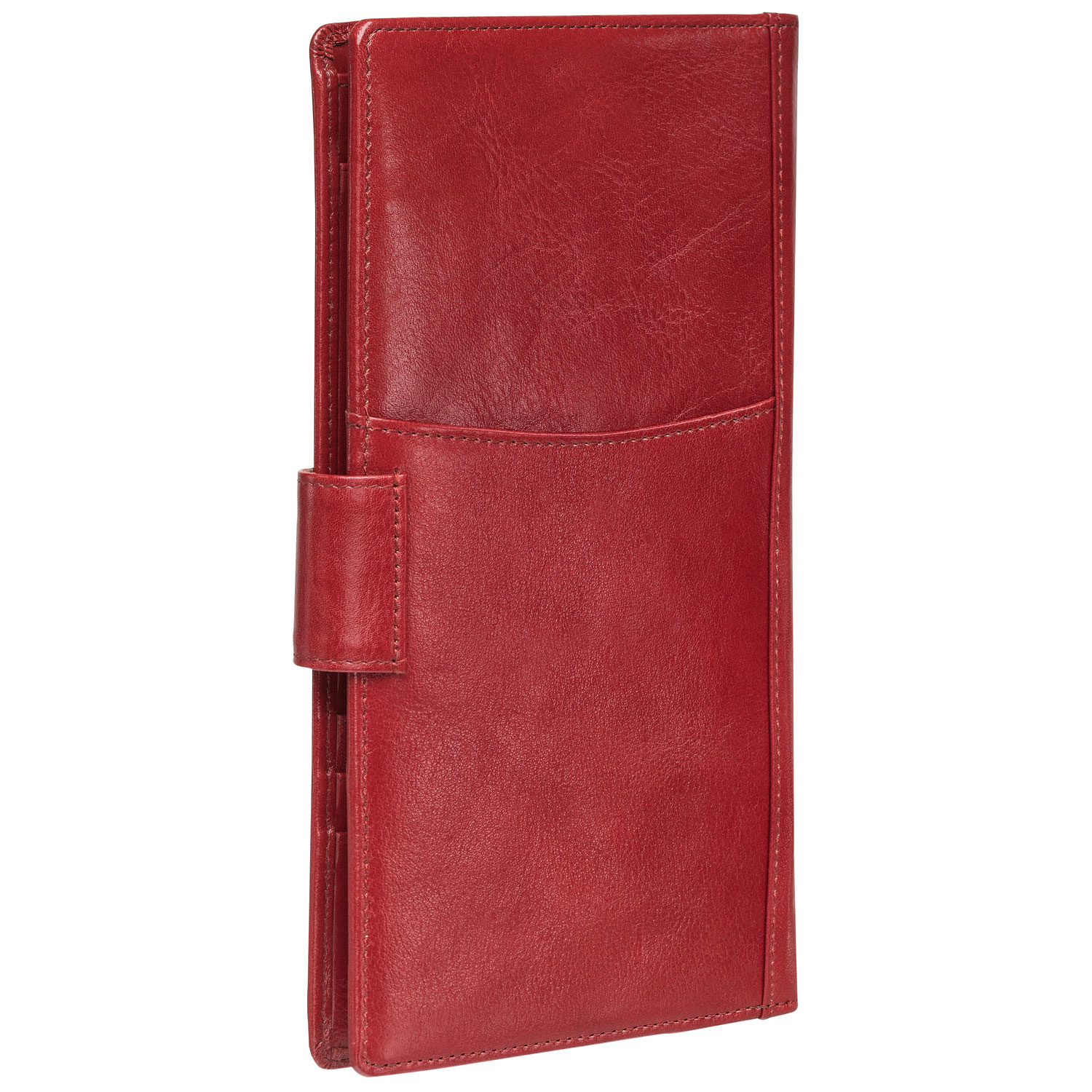 Portefeuille de voyage RFID à deux volets en cuir véritable Equestrian2 de Mancini - Rouge