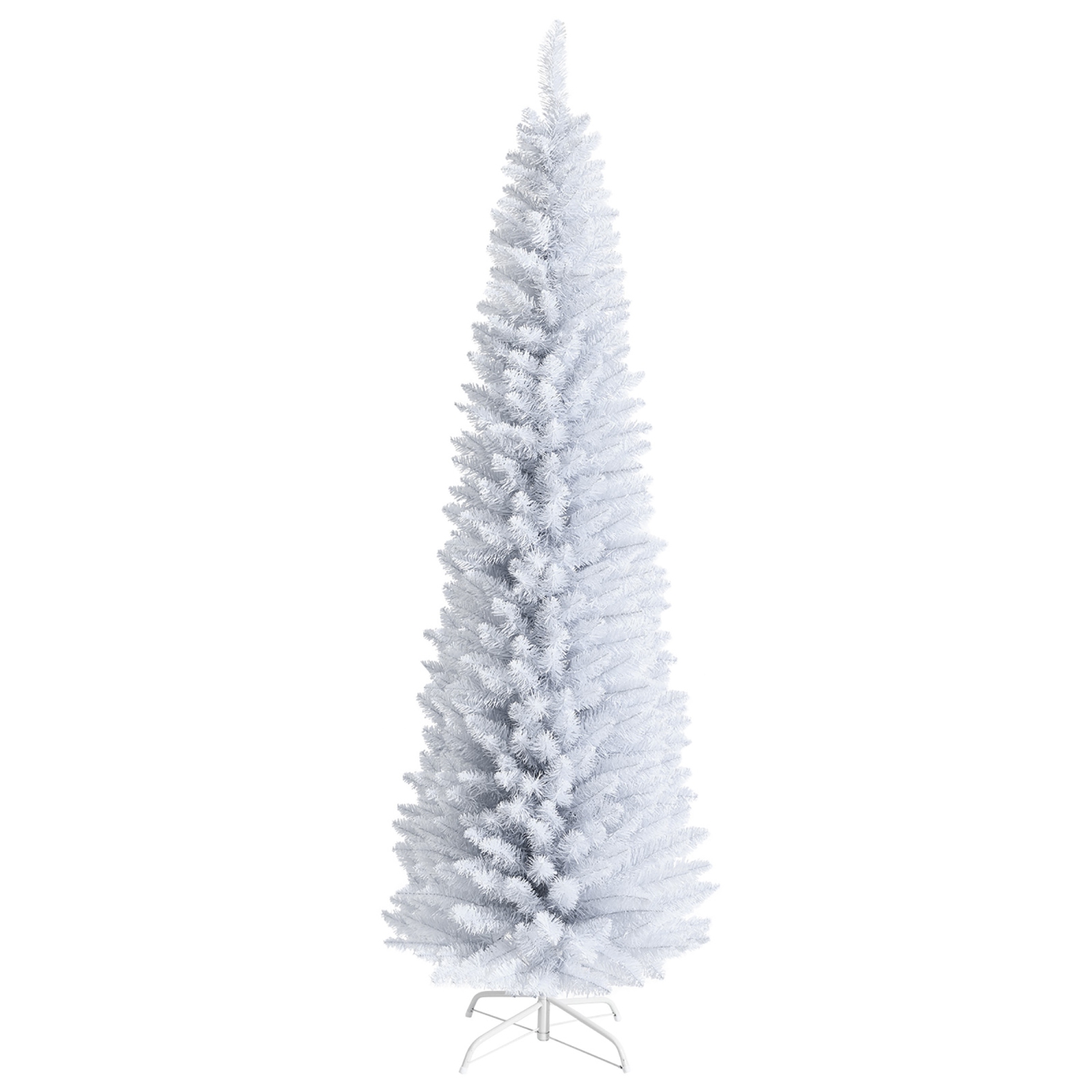 Sapin de Noël Artificiel de Marque Costway de 213,3 cm Très Mince Non éclairé avec Support en Métal Blanc
