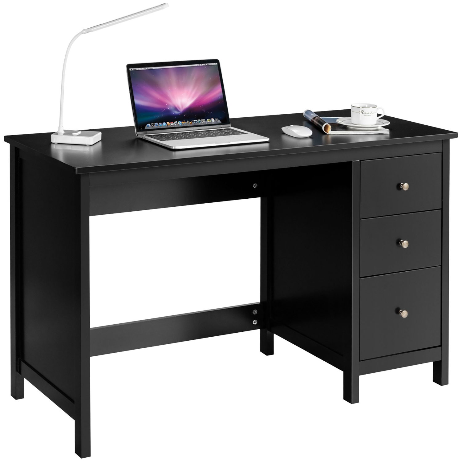 Costway Computer Desk Study Writing Desk Home Office Workstation with 3 Drawers