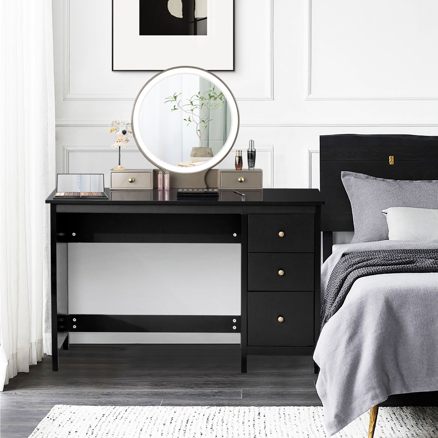 Costway Computer Desk Study Writing Desk Home Office Workstation with 3 Drawers