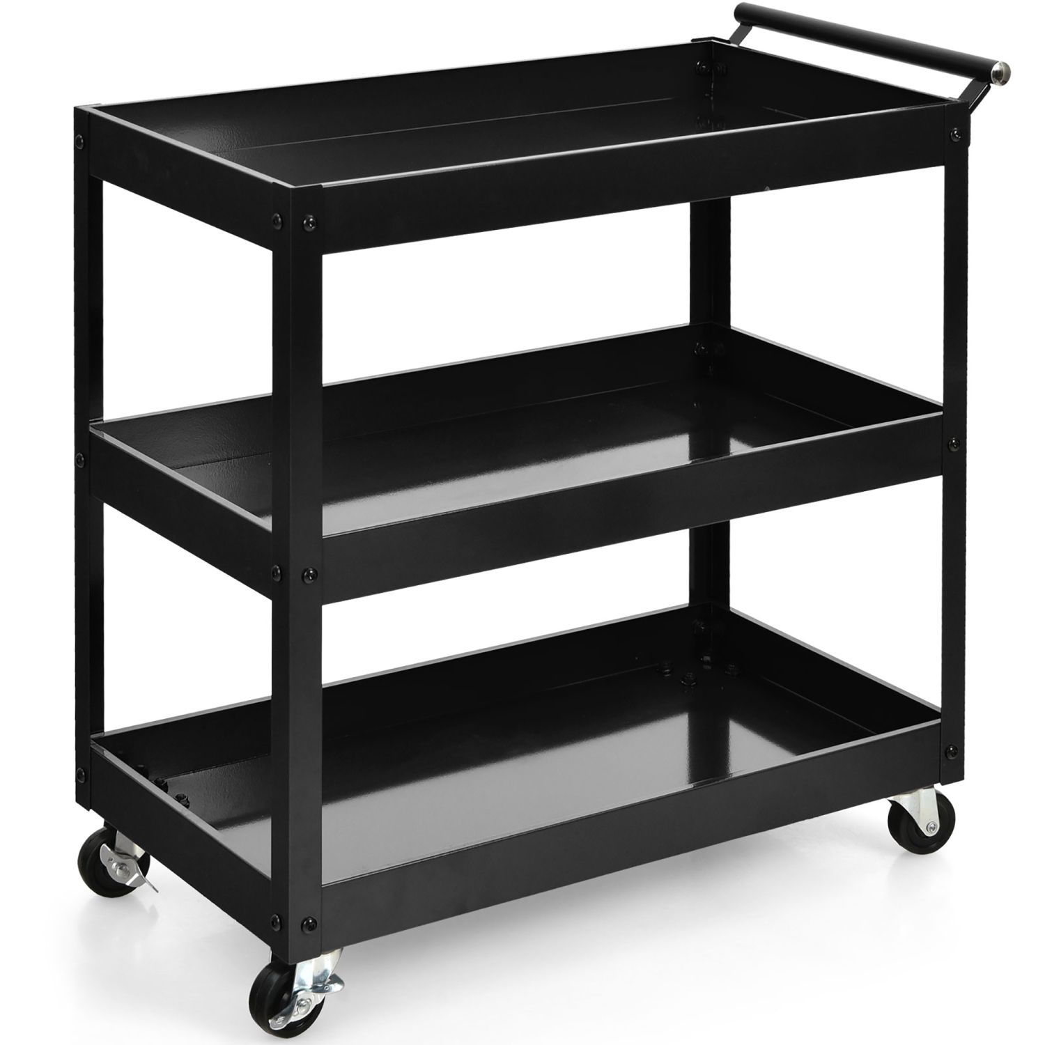 Costway 3-Tier Utility Cart Metal Mental Storage Service Trolley 330lbs Capacity