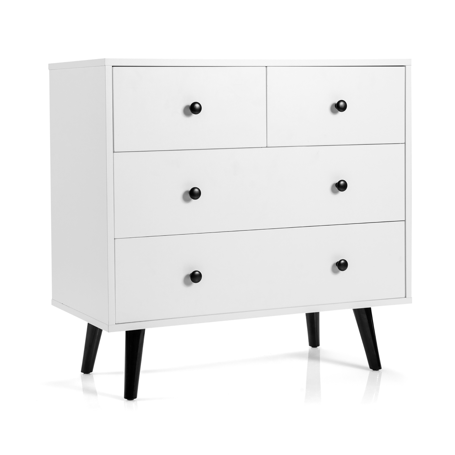 Commode 4 tiroirs COSTWAY, commode sur pied, blanche