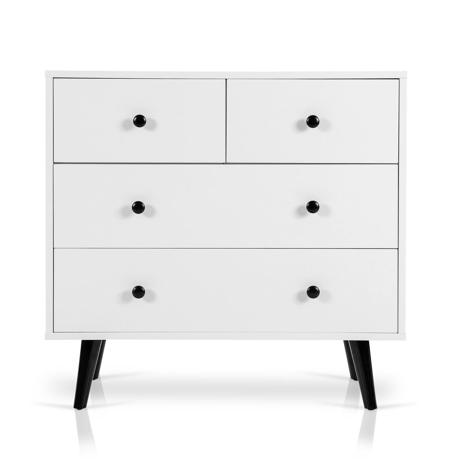 Commode 4 tiroirs COSTWAY, commode sur pied, blanche