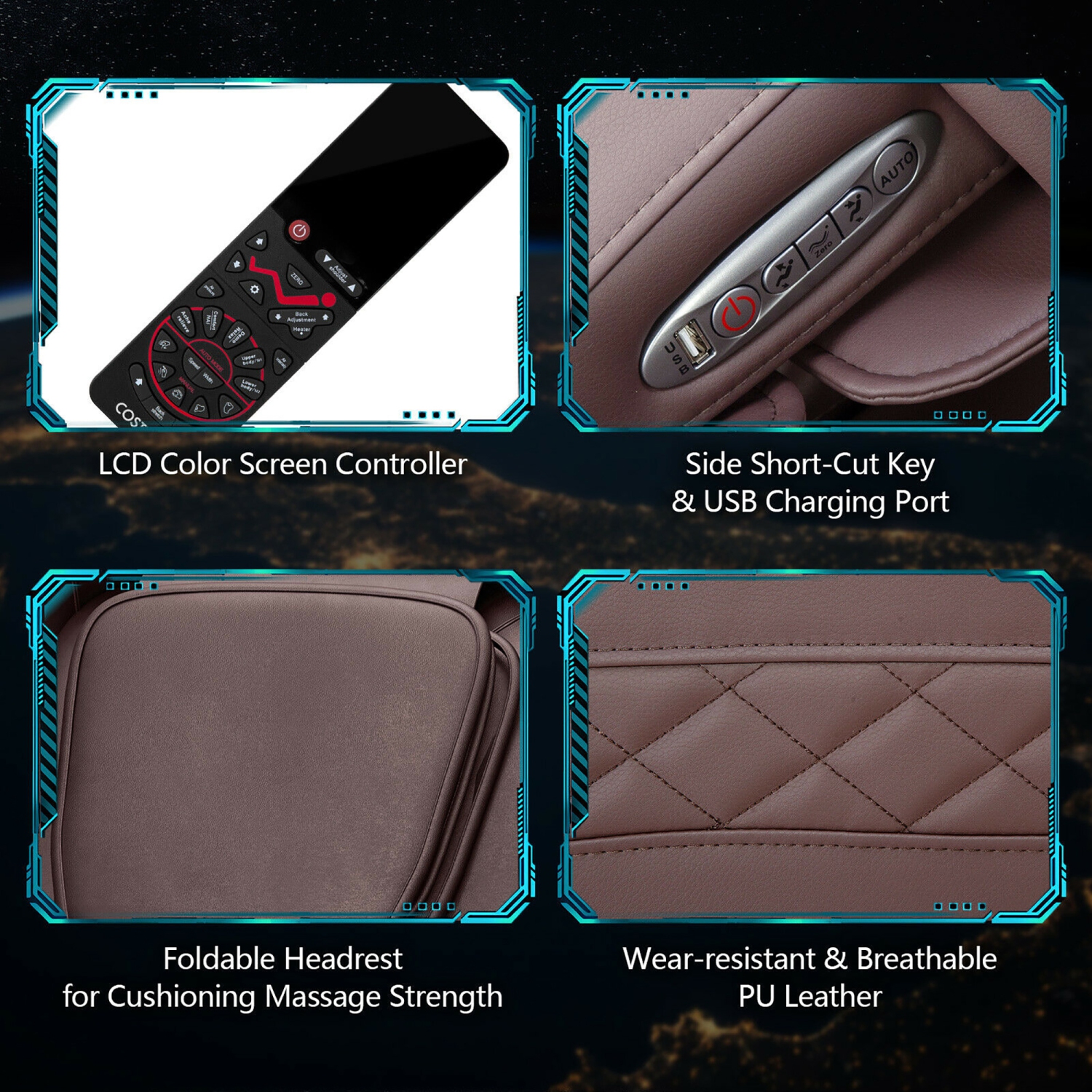 Fauteuil de massage à chaînes Full Body Zero Gravity SL de Costway avec générateur d'ions négatifs