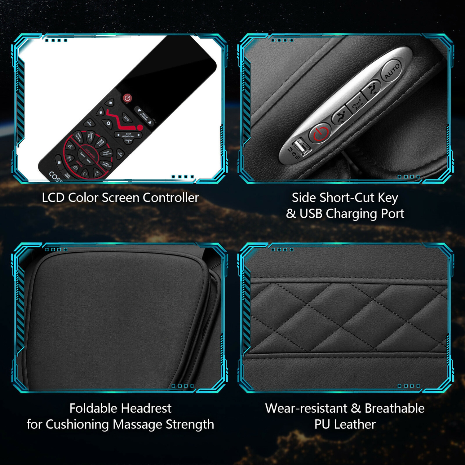 Costway Full Body Zero Gravity SL Track Massage Chair w/ Negative Ion Generator