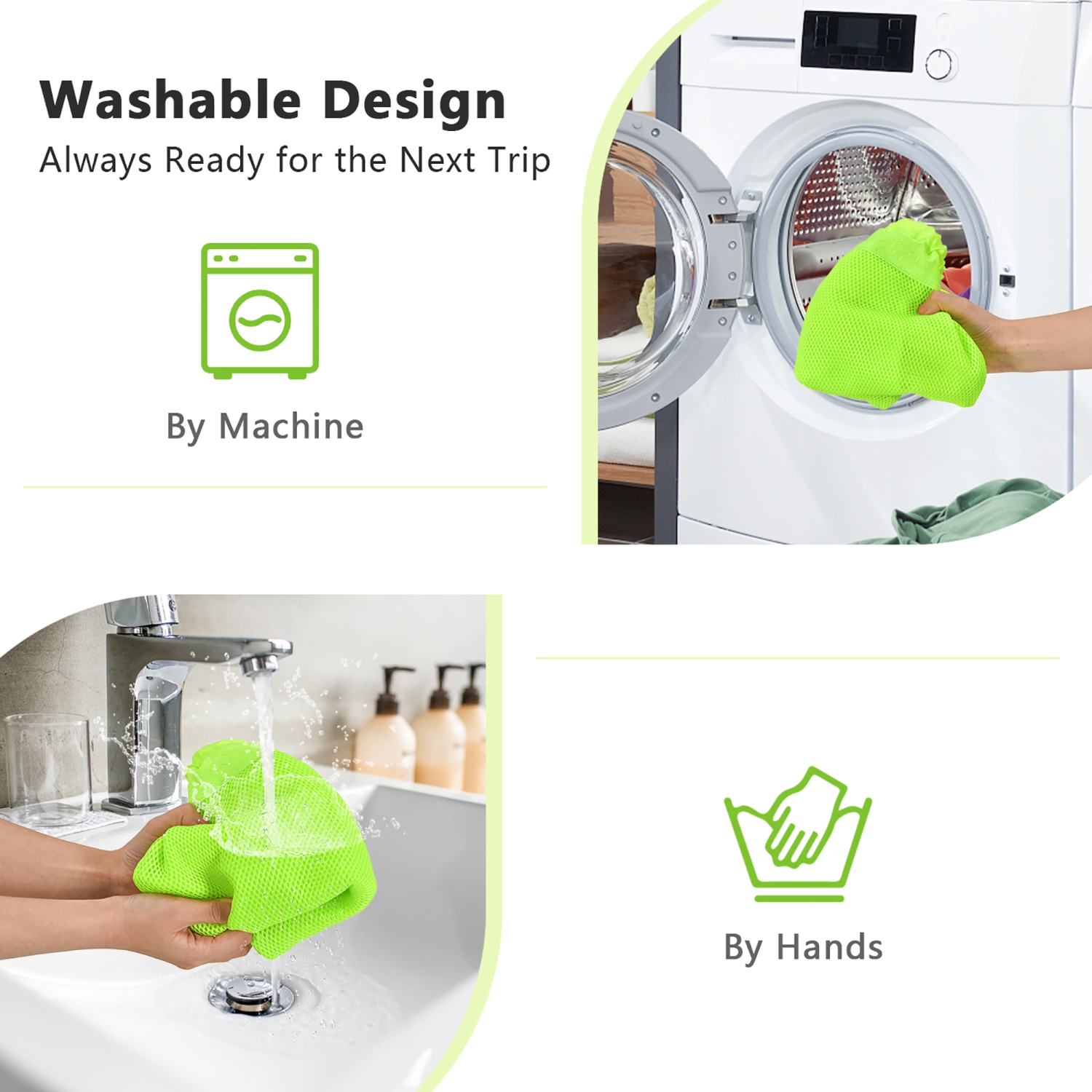 Costway Drawstring Backpack String Bag Folding Sports Sack w/Zipper Pocket