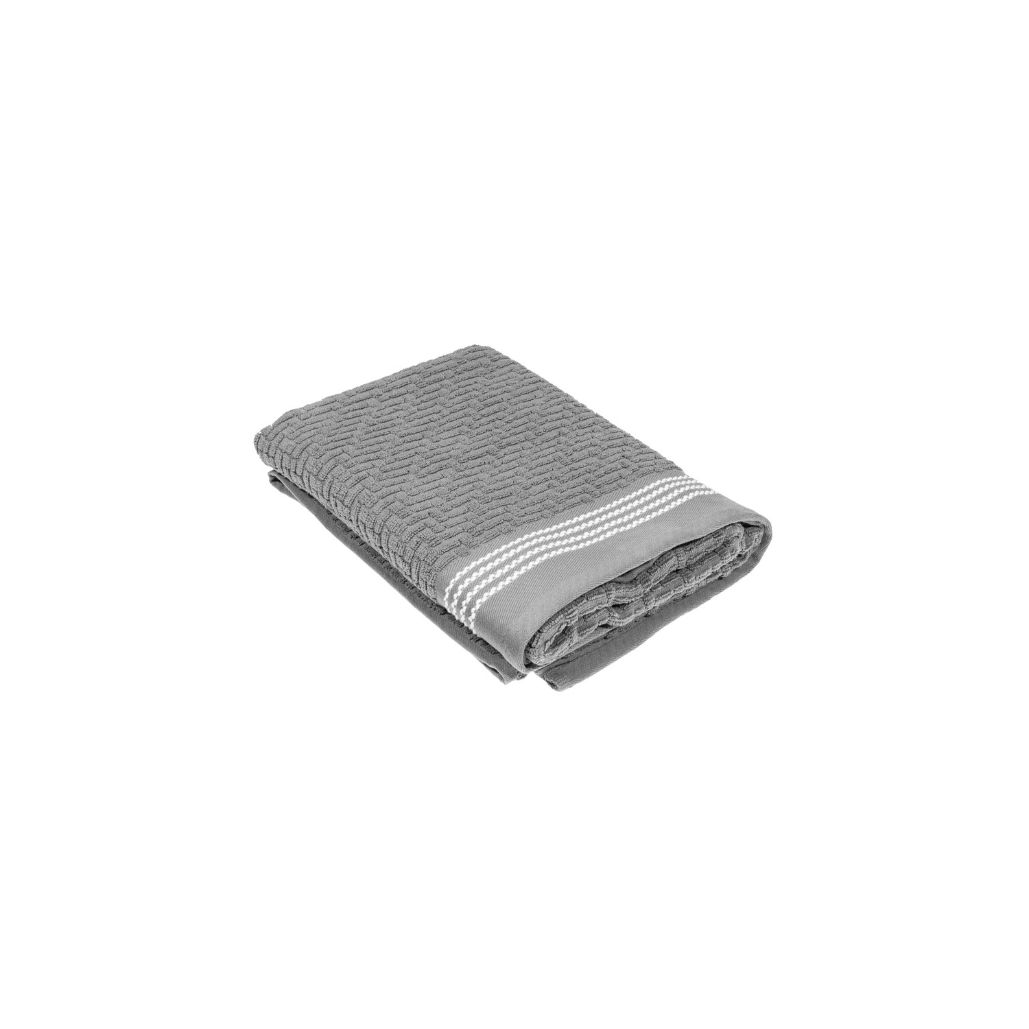 Luxury Stitch Bath Towel (Light Grey) - Set of 2