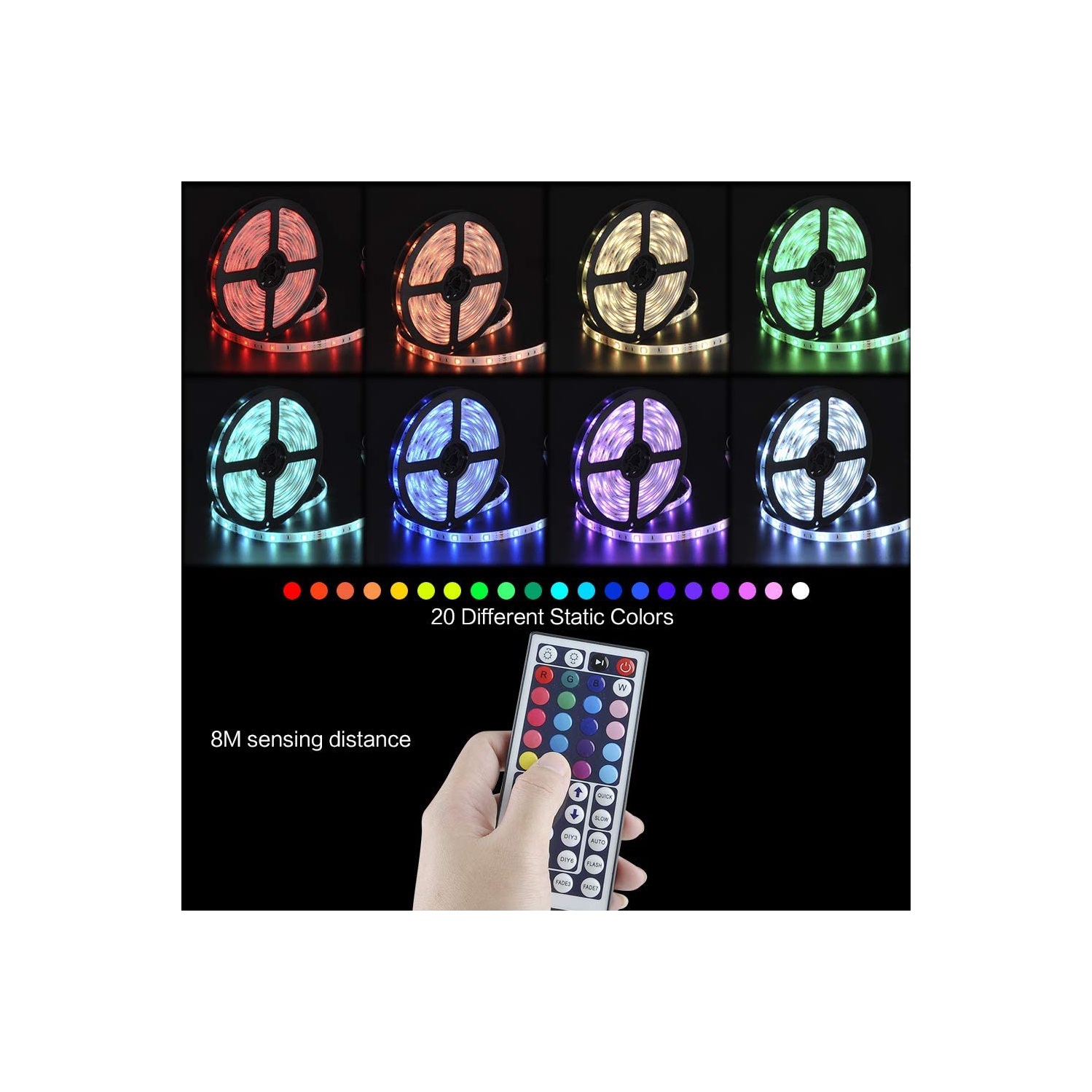 Gaming LED Strip Lights for Bedroom, 32.8ft Waterproof LED RGB Strip Lights, Flexible Strip Night Lights with 44 Keys IR Remote