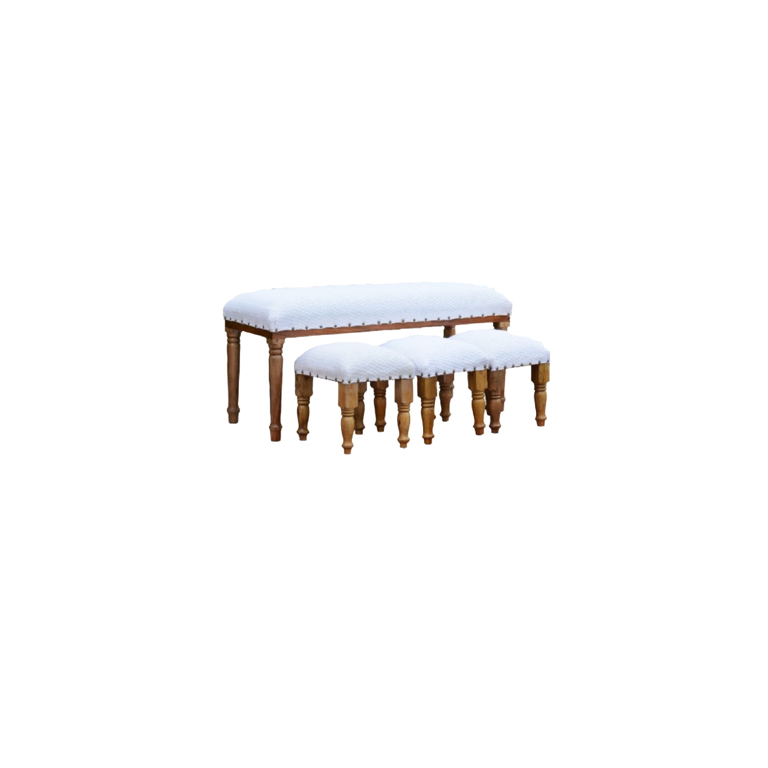 Banc En Bois 4 Pièces Et Tabourets Set