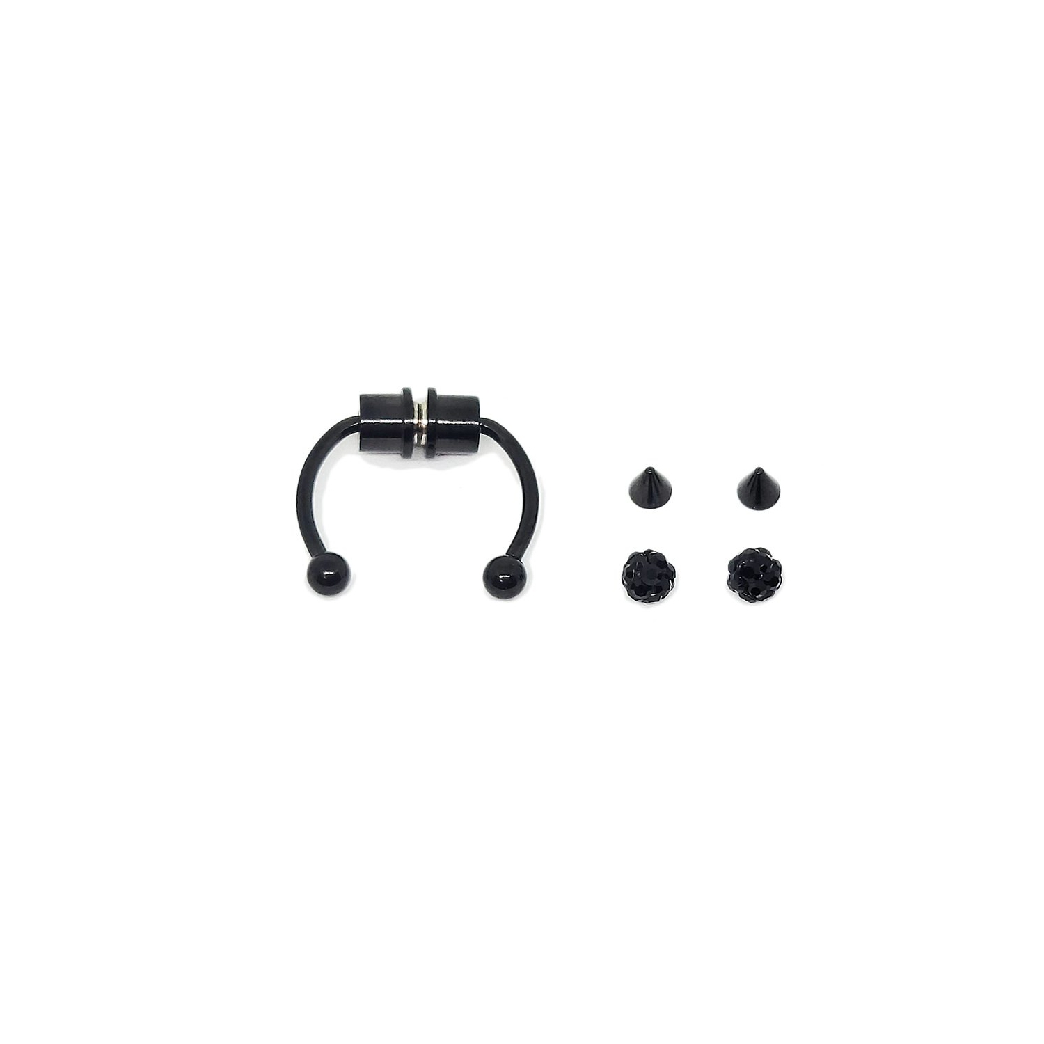 PANDACO Black Magnetic Faux Nose Piercing Set